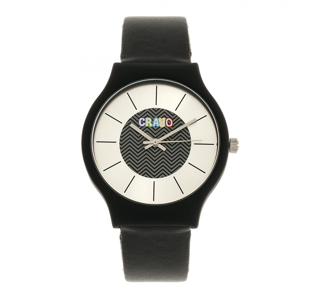 Crayo Trinity Unisex Leatherette Strap Watch - Black
