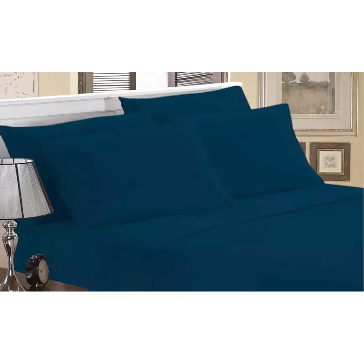 Luxury Home Ultra-Soft Bamboo-Blend Sheets - Full - Navy