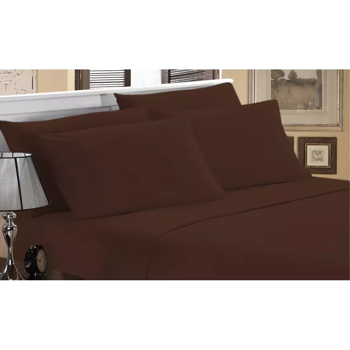 Luxury Home Ultra-Soft Bamboo-Blend Sheets - King - Chocolate
