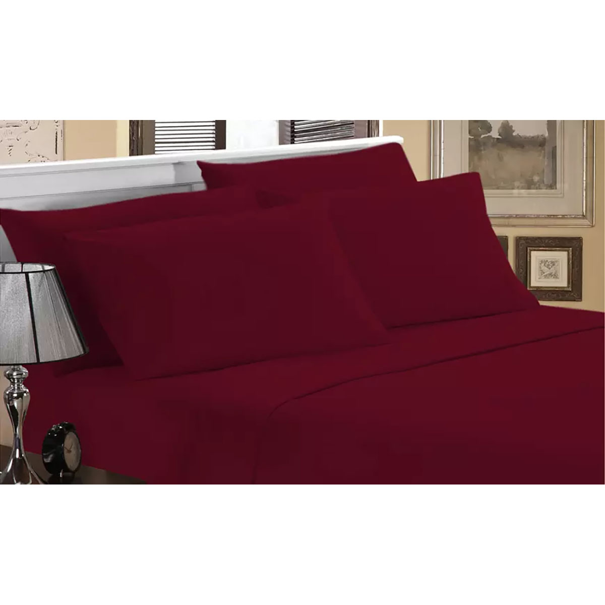 Luxury Home Ultra-Soft Bamboo-Blend Sheets - King - Burgundy