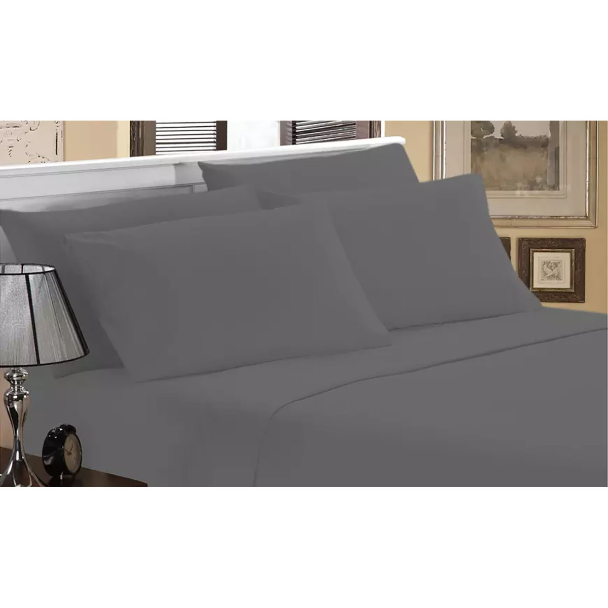 Luxury Home Ultra-Soft Bamboo-Blend Sheets - Full - Gray