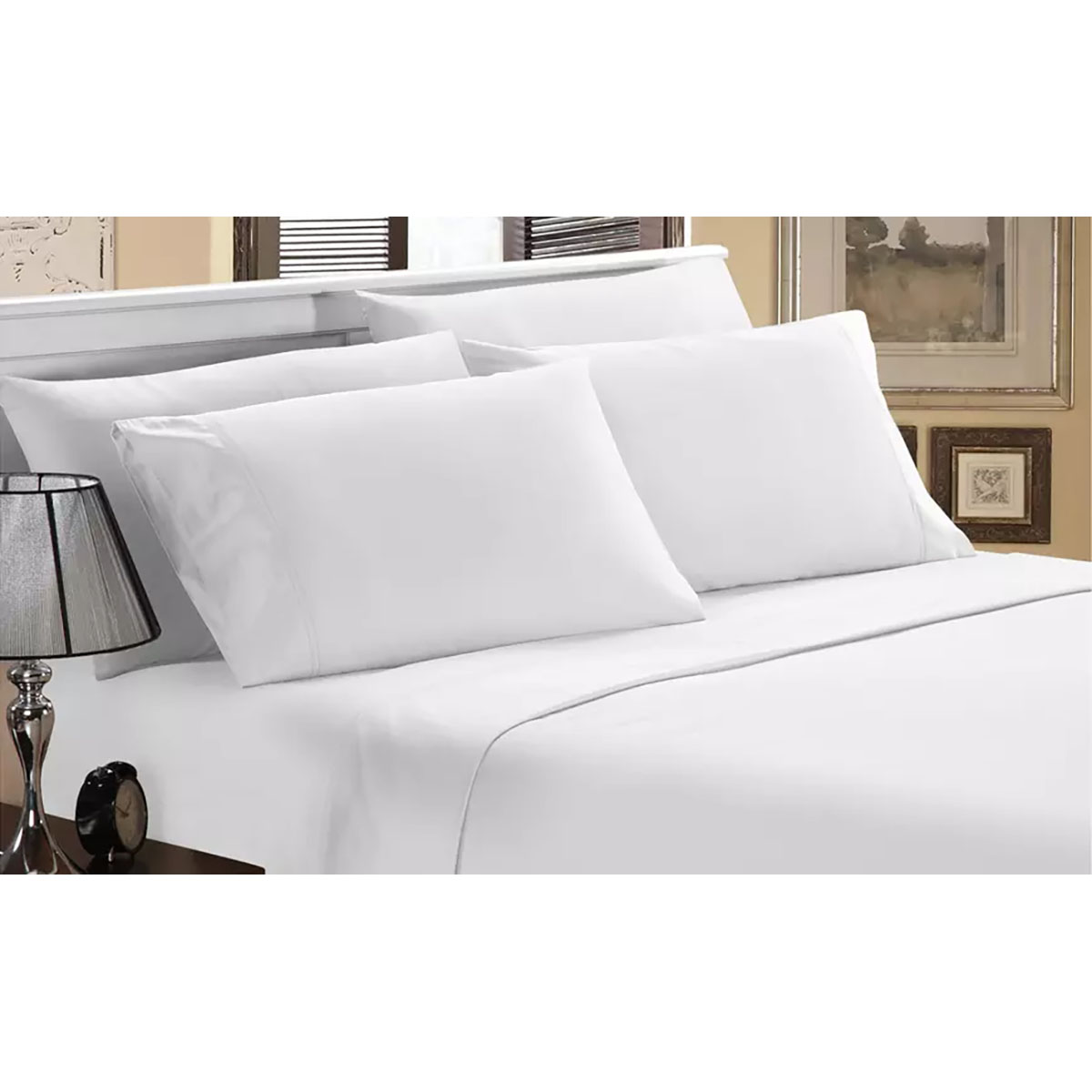 Luxury Home Ultra-Soft Bamboo-Blend Sheets - Queen - White