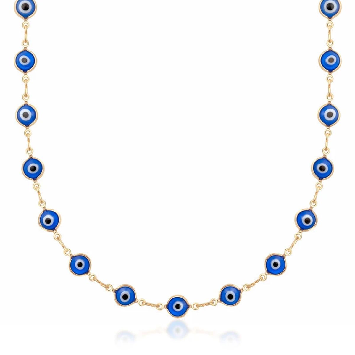 18-Inch 18K-Gold-Filled Evil Eye Necklace - Blue