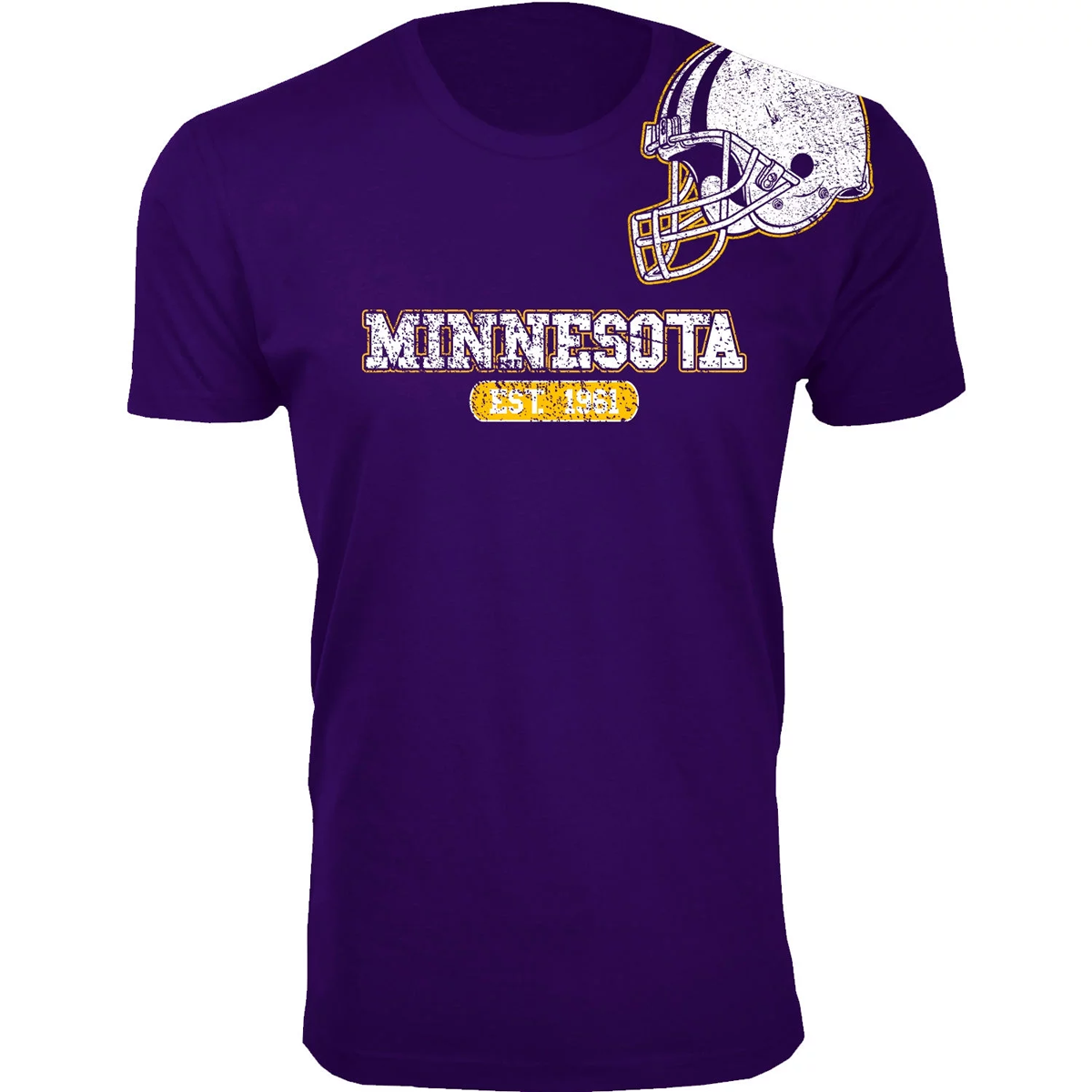 Men's Football Team Helmet Cotton T-Shirt - Minnesota / Purple / Small