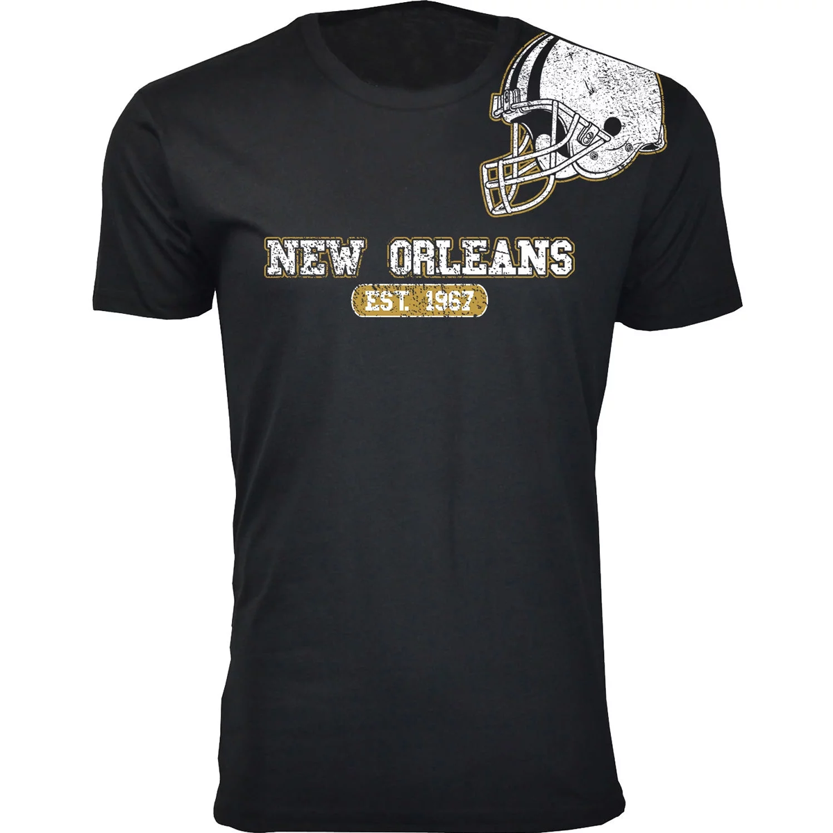 Men's Football Team Helmet Cotton T-Shirt - New Orleans / Black / XLarge
