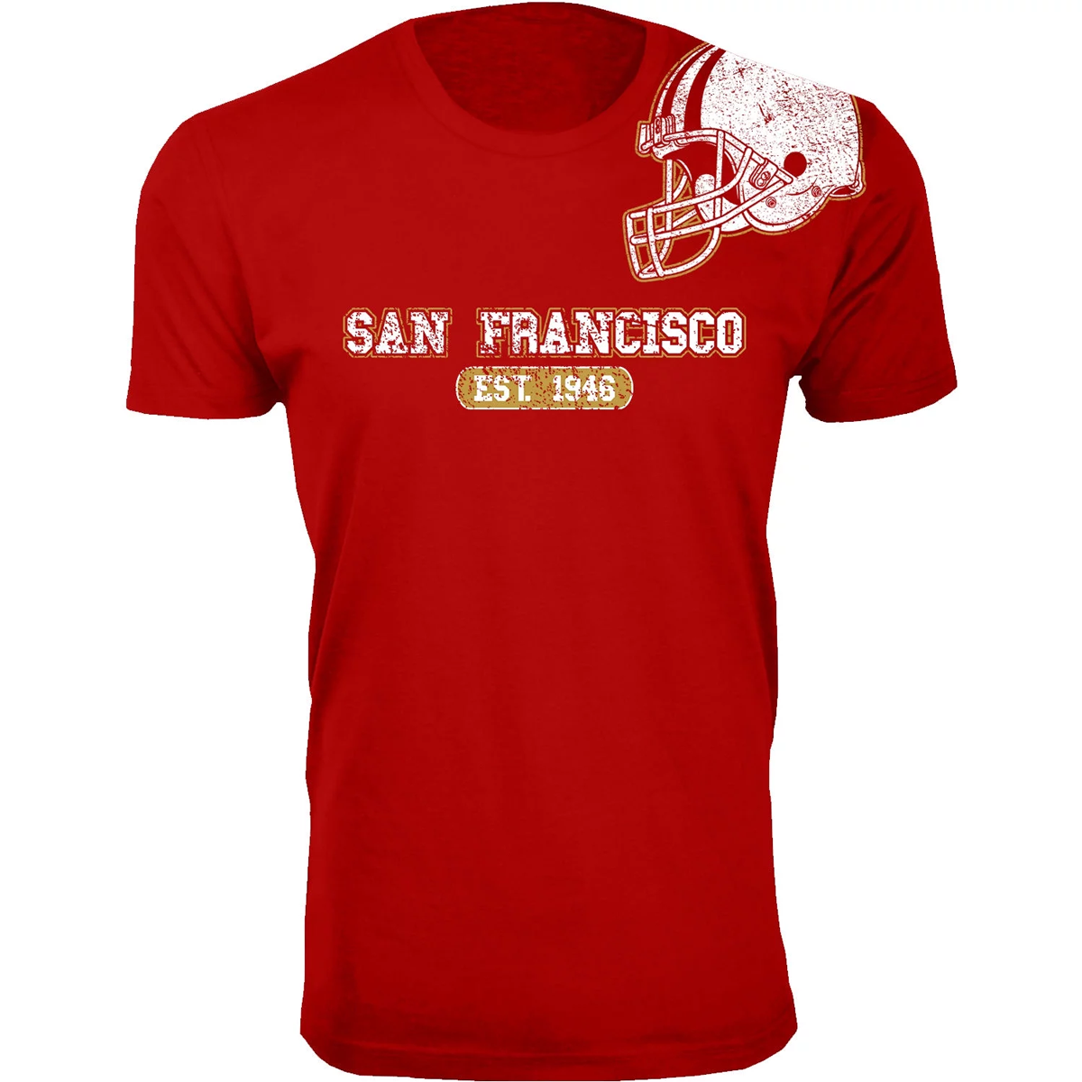 Men's Football Team Helmet Cotton T-Shirt -  San Francisco / Red / Small