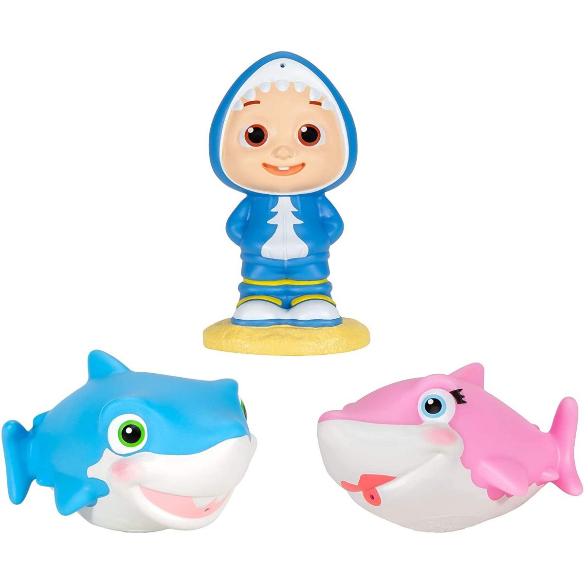 CoComelon 3-Piece Bath Squirters - JJ, Blue Shark, Pink Shark