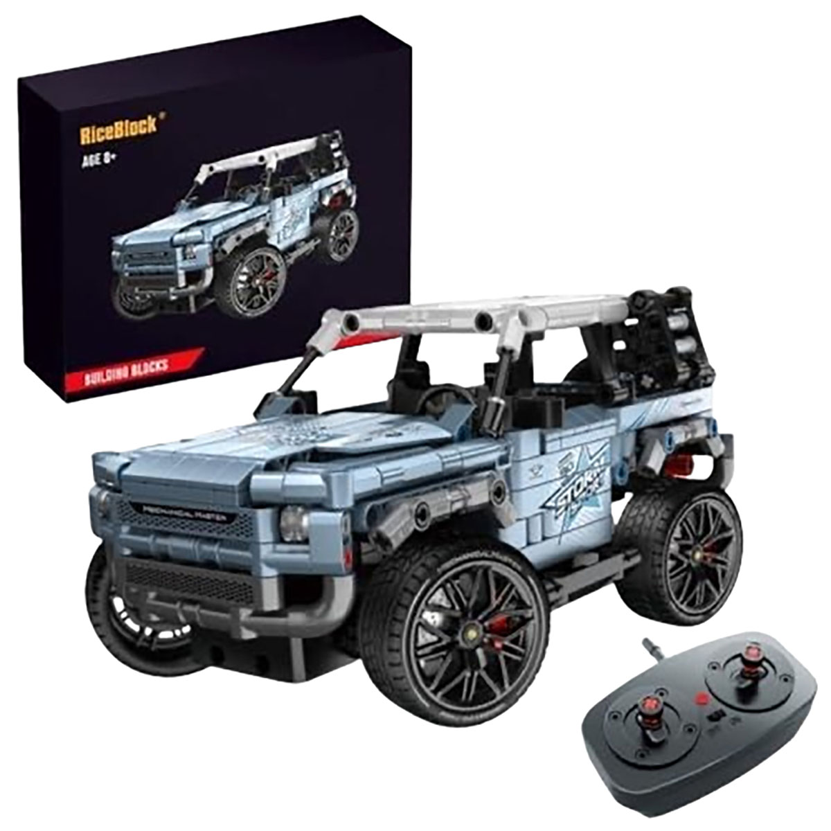 RiceBlock® Building Block Buggy with Remote Control - Blue (503 Pcs)-image-SKU11039503