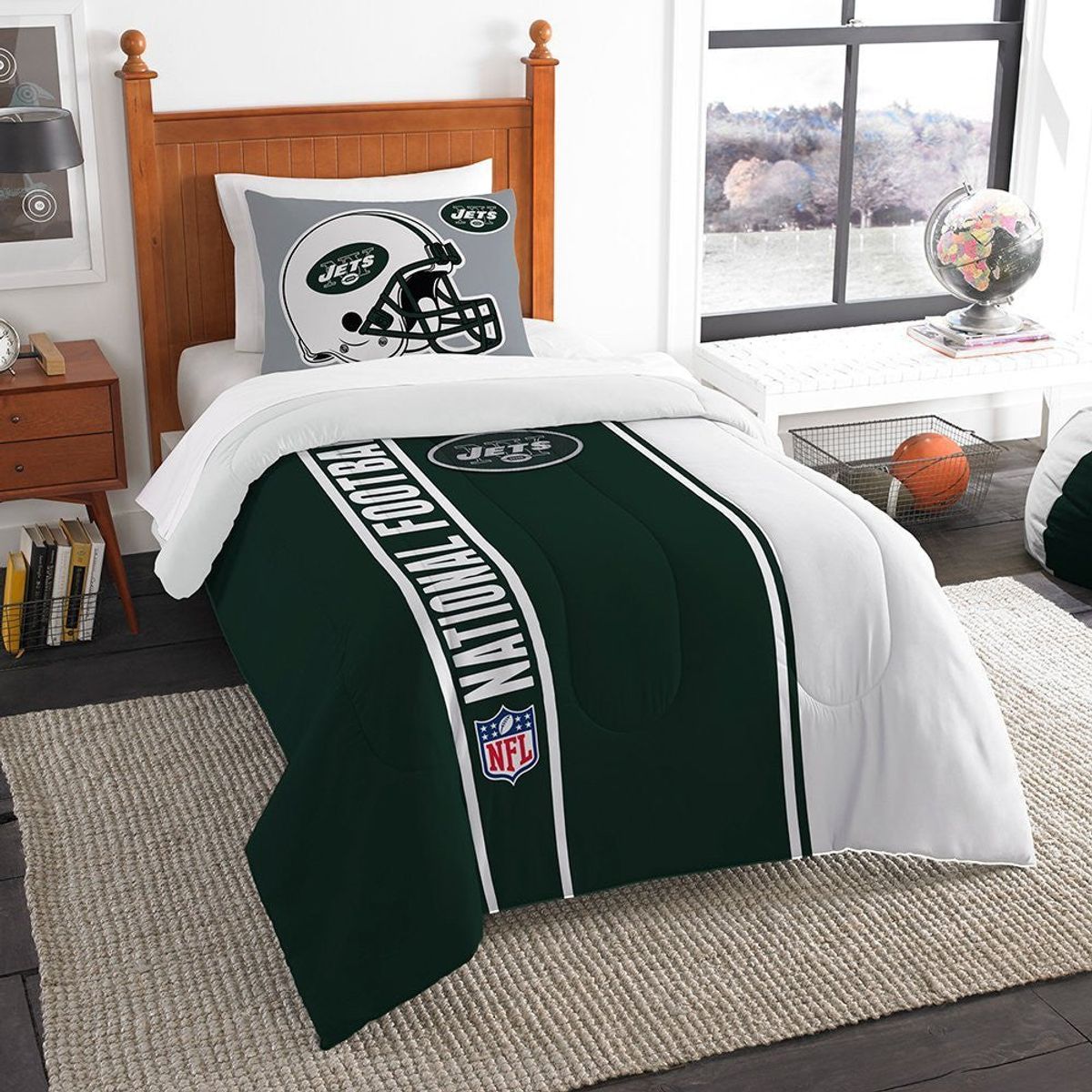 UntilGone – MLB & NFL Sham & Comforter Bedding Set (Twin or Full) – Northwest NFL New York Jets Sham & Twin Comforter Bedding Set