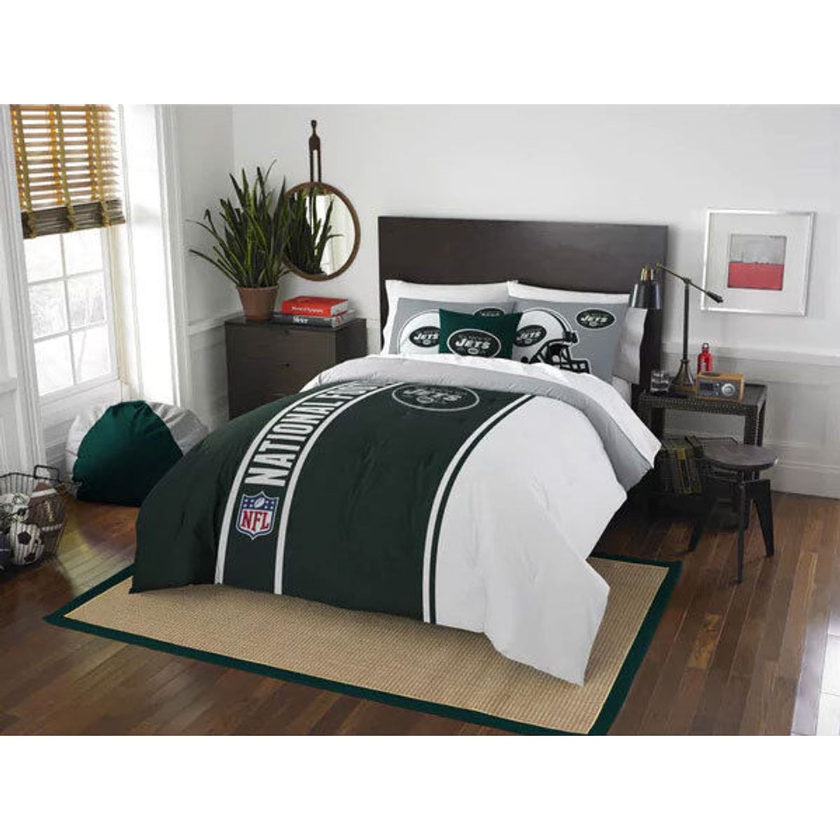 UntilGone – MLB & NFL Sham & Comforter Bedding Set (Twin or Full) – Northwest NFL New York Jets 2 Sham & Full Comforter Bedding Set