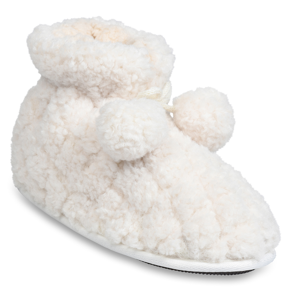 GaaHuu&trade; Women's Memory Foam Slipper Boots - natural small quilted teddy pom slippers