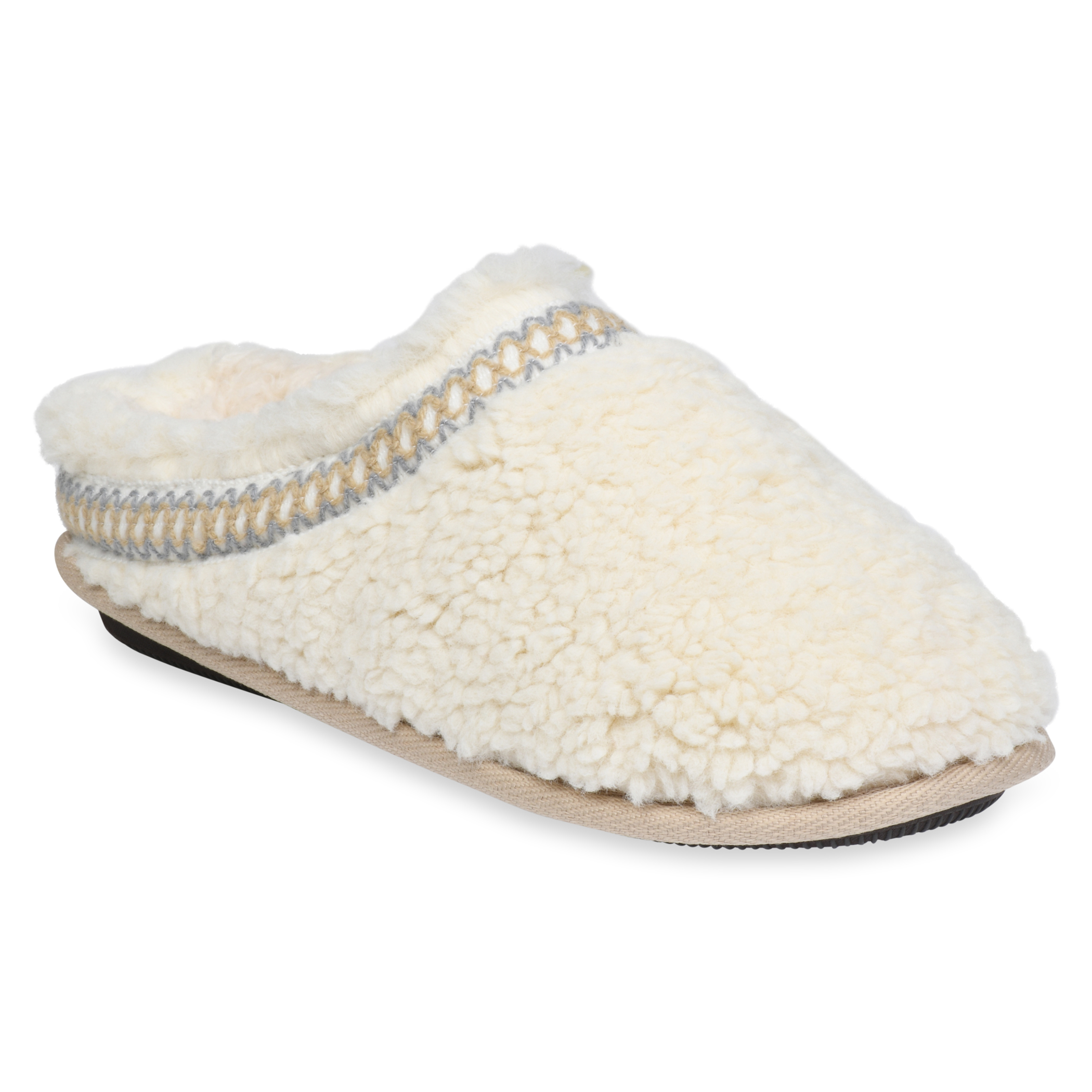 GaaHuu™ Memory Foam Clog Slippers for Women - natural large tape trim detail