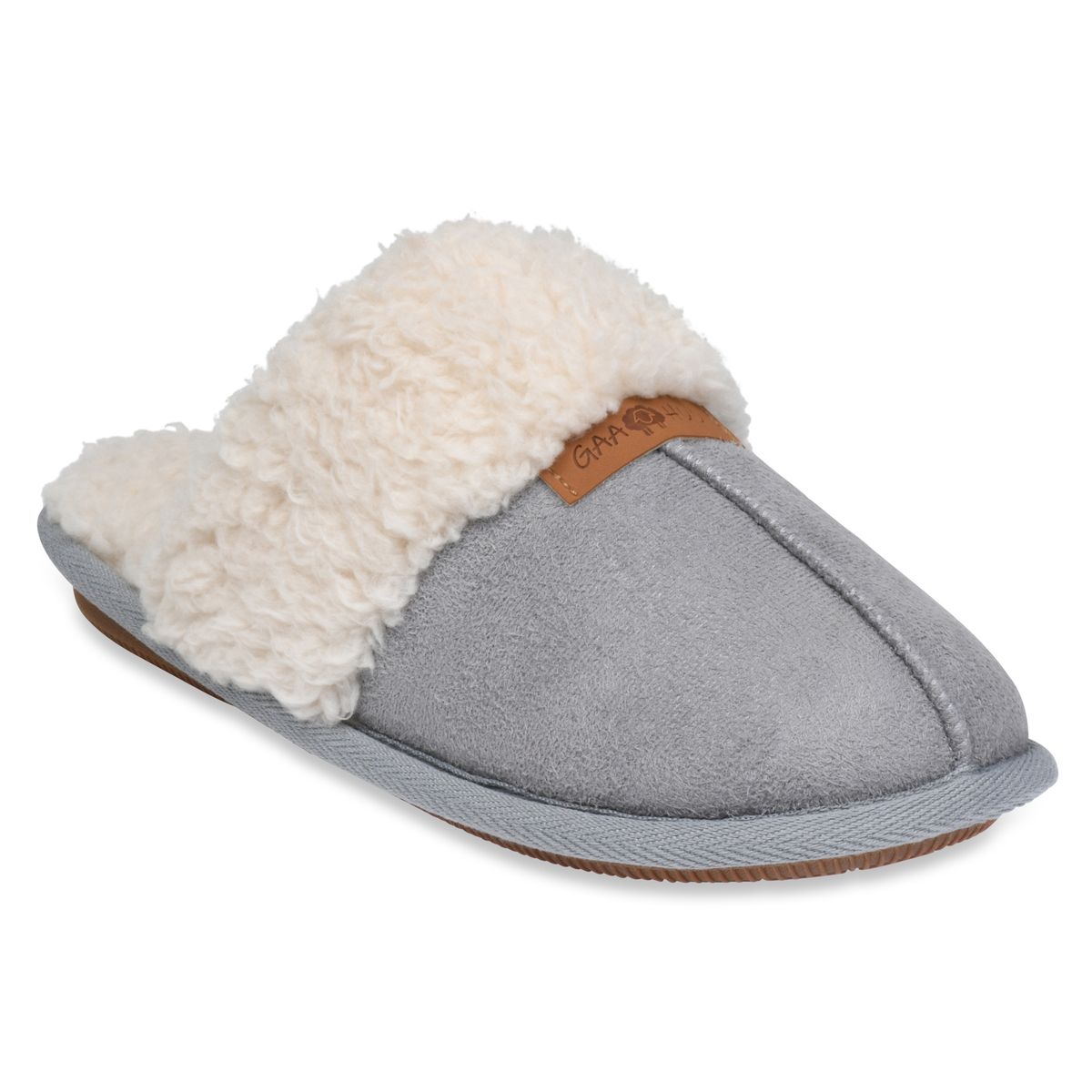 GaaHuu™ Women's Memory Foam Scuff Slippers - smooth grey small with white cuff