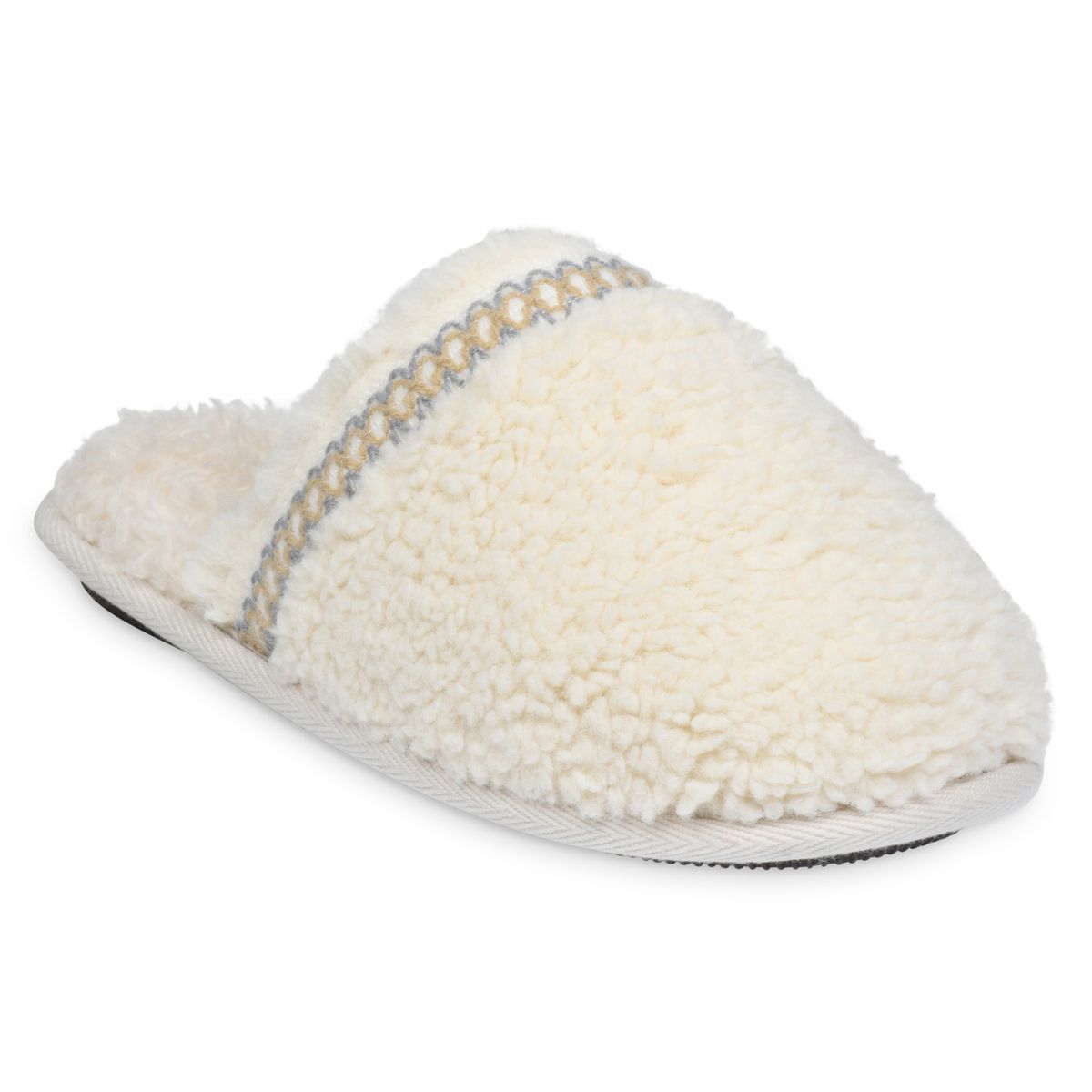 GaaHuu™ Women's Memory Foam Scuff Slippers - natural small with trim detail