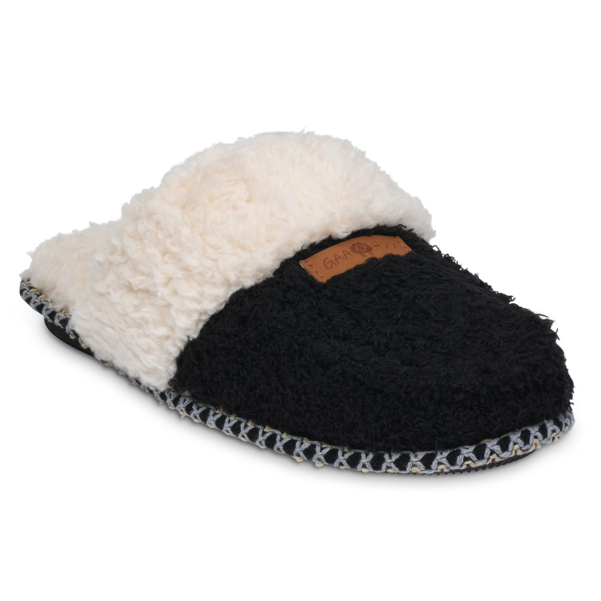 GaaHuu™ Women's Memory Foam Scuff Slippers - black small with white cuff