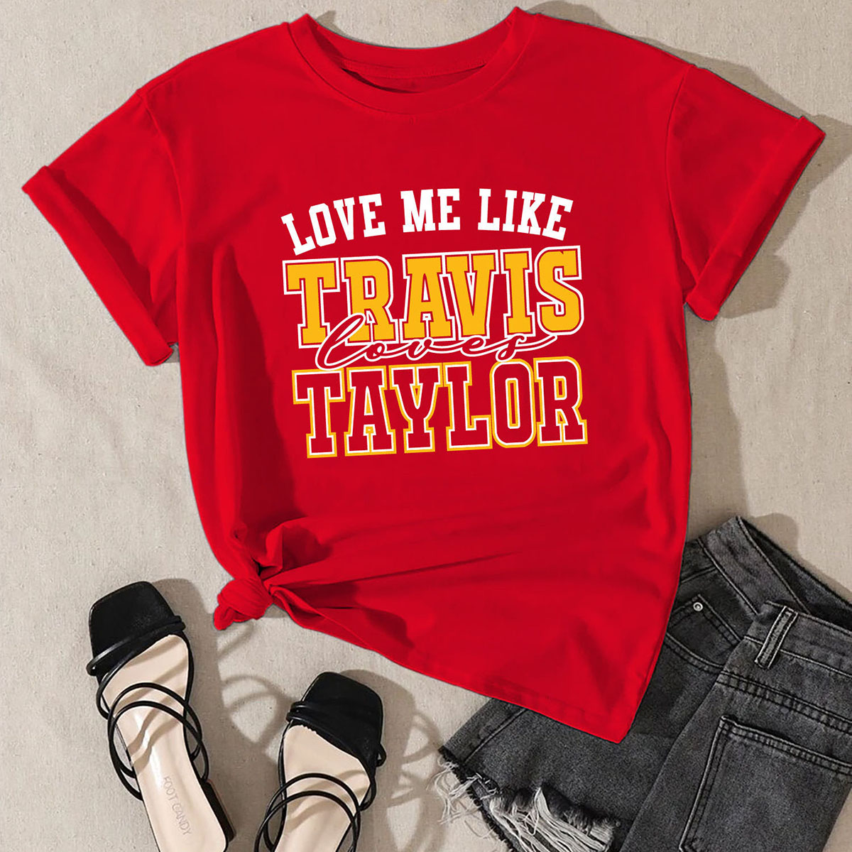 Women's Kansas City Football Love ERA T-Shirt - Love Me Like - Red / L