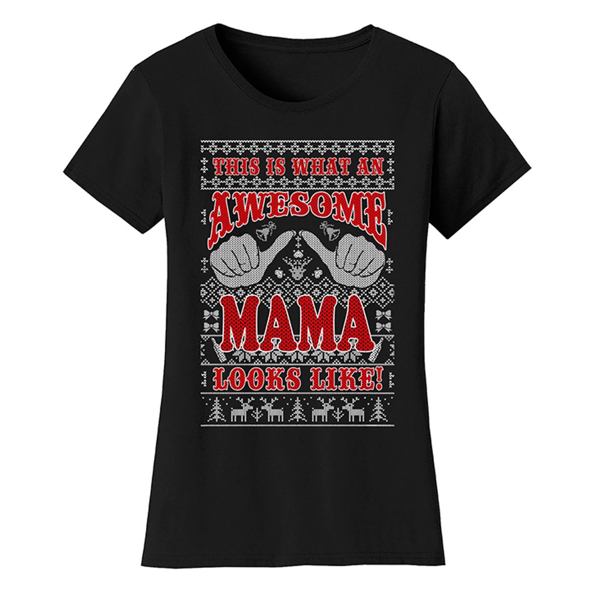 Women's Best Mom Christmas T-Shirts - This is What An Awesome Mama Looks Like - Black / L