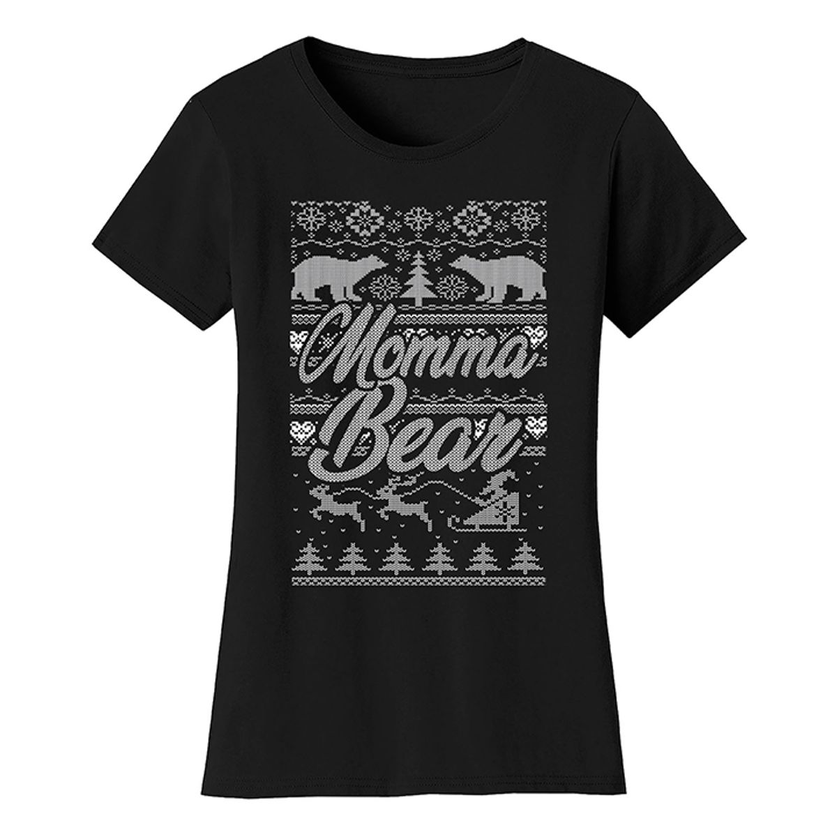Women's Best Mom Christmas T-Shirts - Momma Bear - Black / L