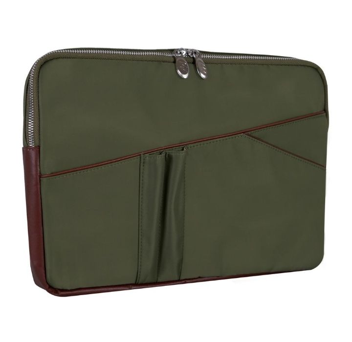 Photos - Business Briefcase McKleinUSA Crescent 14" Nylon Laptop Sleeve with Leather Accents - Green 1
