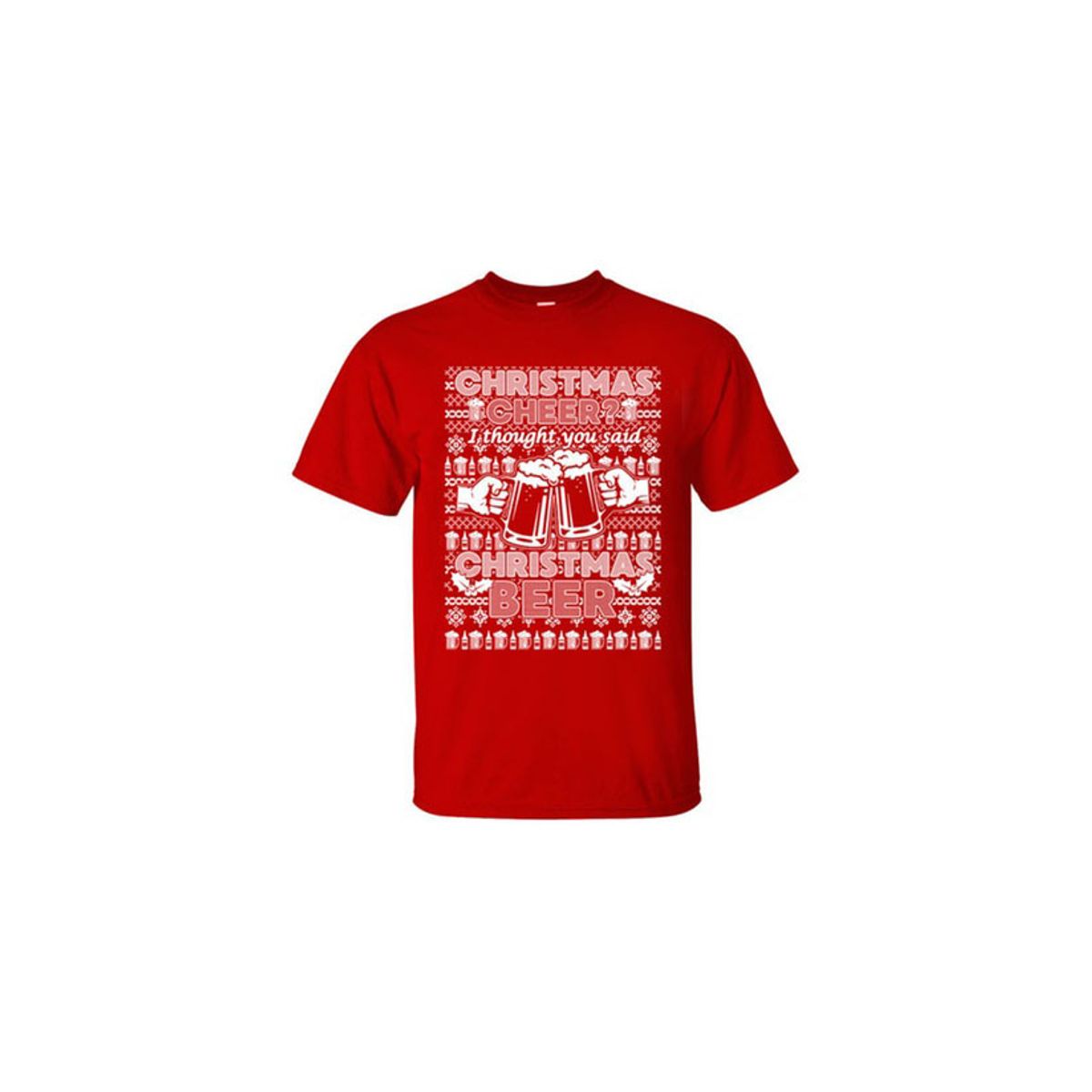Christmas Sweater Men's T-Shirts II - Christmas Beer / Red / 2XL