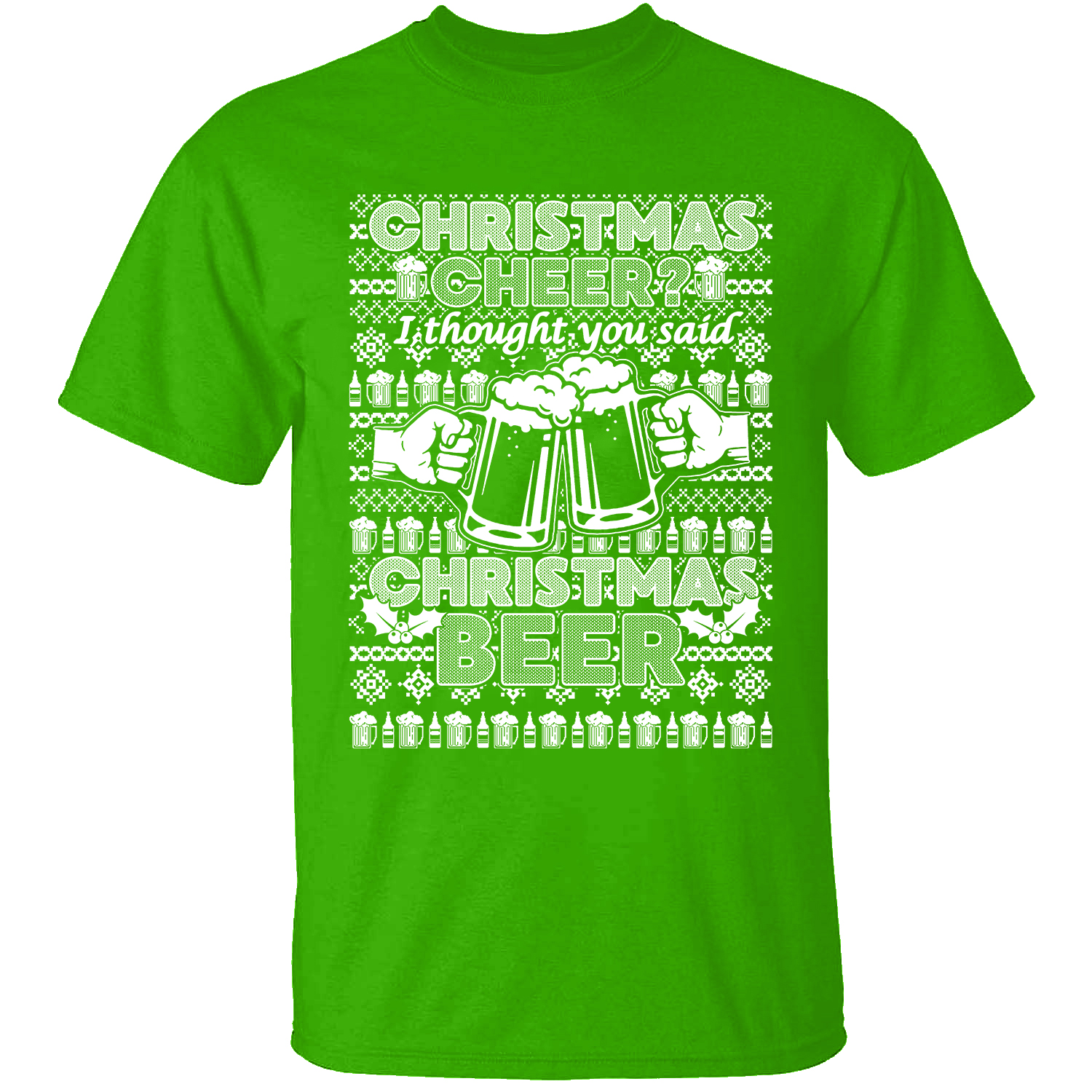 Christmas Sweater Men's T-Shirts II - Christmas Beer / Kelly Green / SM