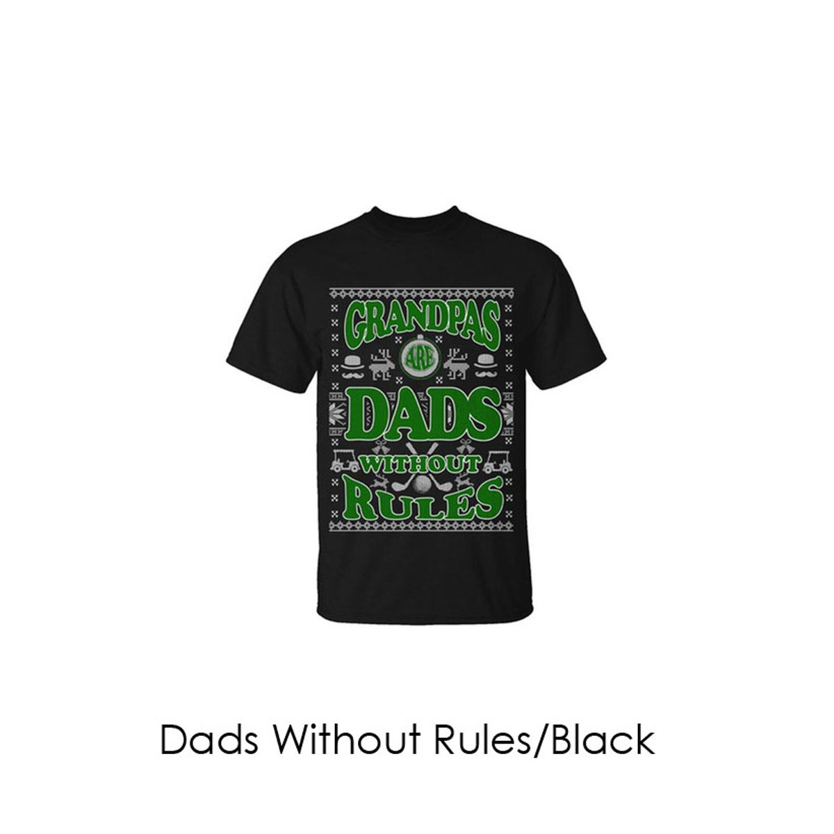 Men's Christmas Sweater T-Shirts - Dad and Grandpa Edition - Dads Without Rules/Black/SM