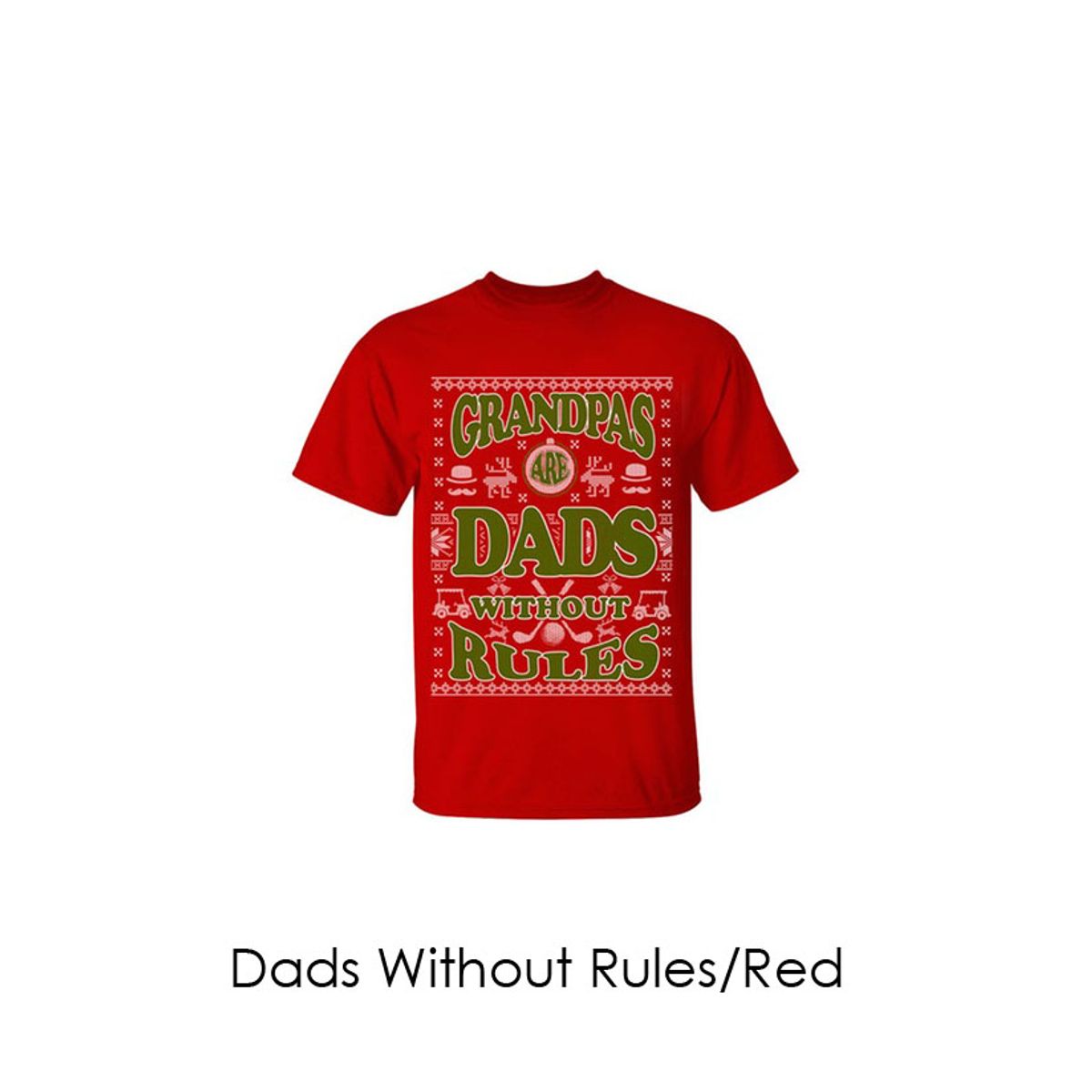 Men's Christmas Sweater T-Shirts - Dad and Grandpa Edition - Dads Without Rules/Red/XL