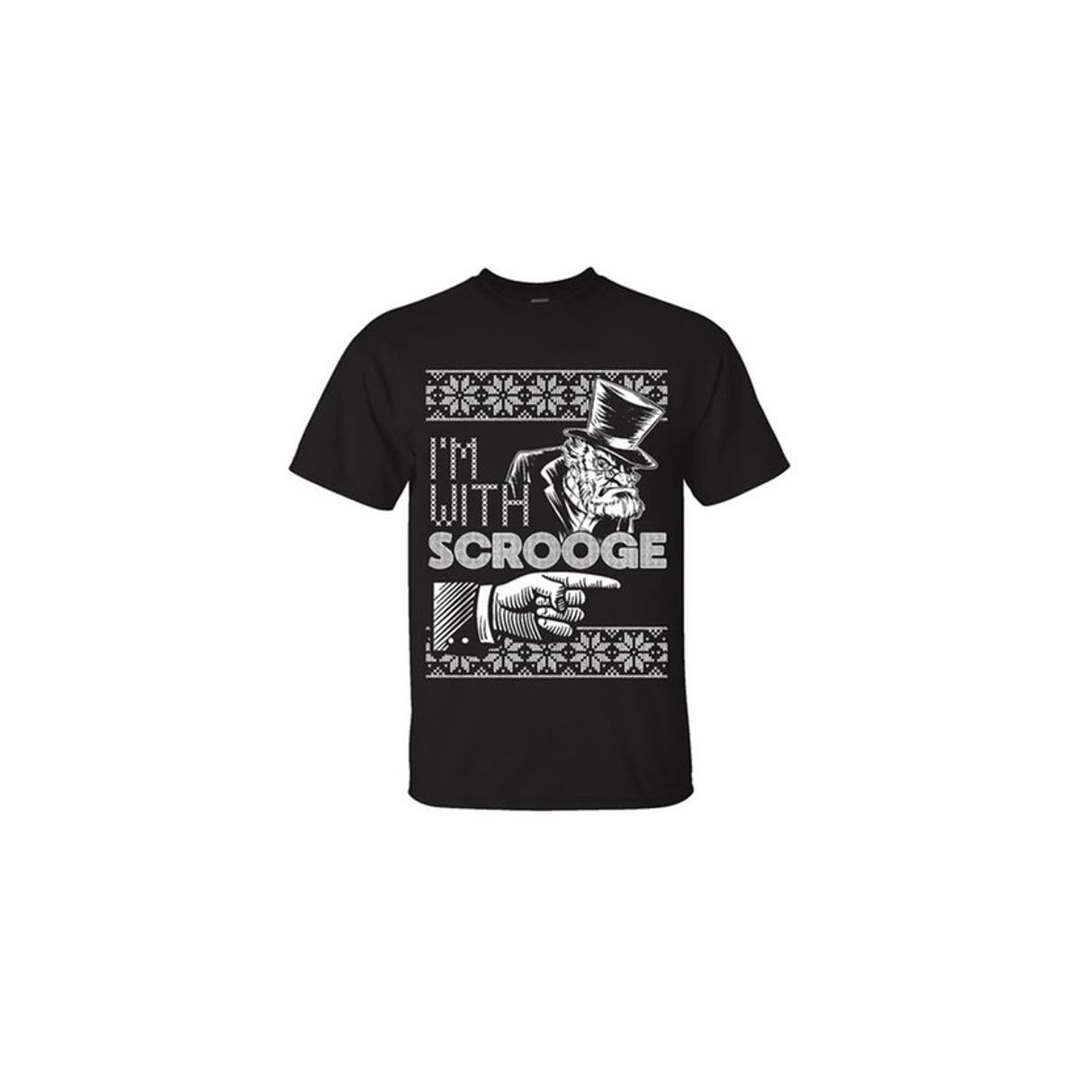 Men's Funny Ugly Christmas Sweater Cotton T-Shirts - I'm with SCROOGE / Black / LG
