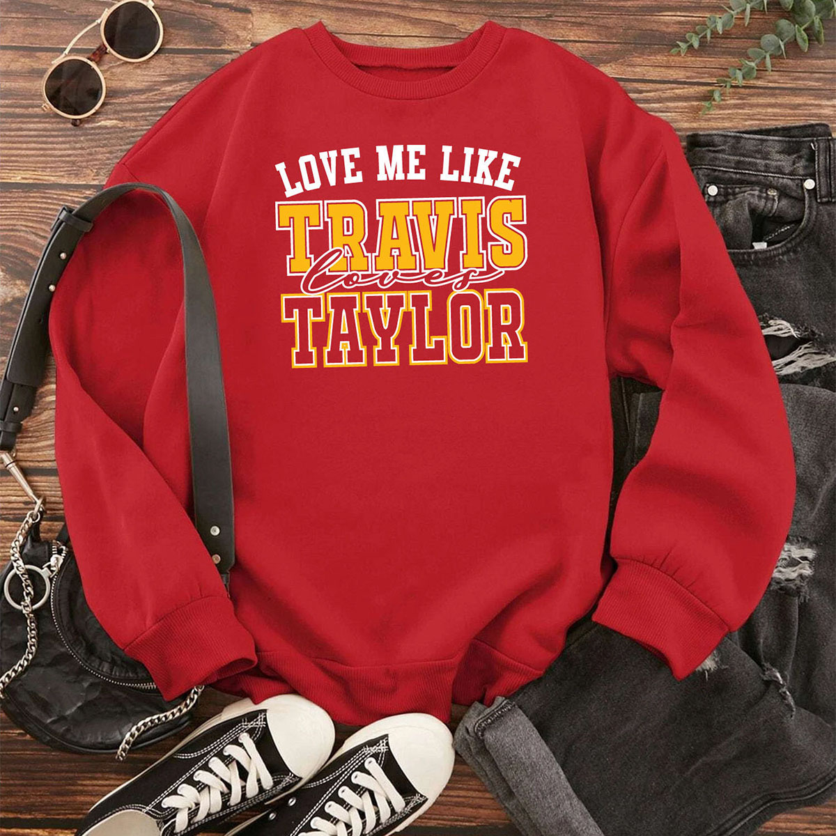 Women's Kansas City Football Love ERA Sweatshirt or Hoodie - SS - Love Me Like - Red / 2XL