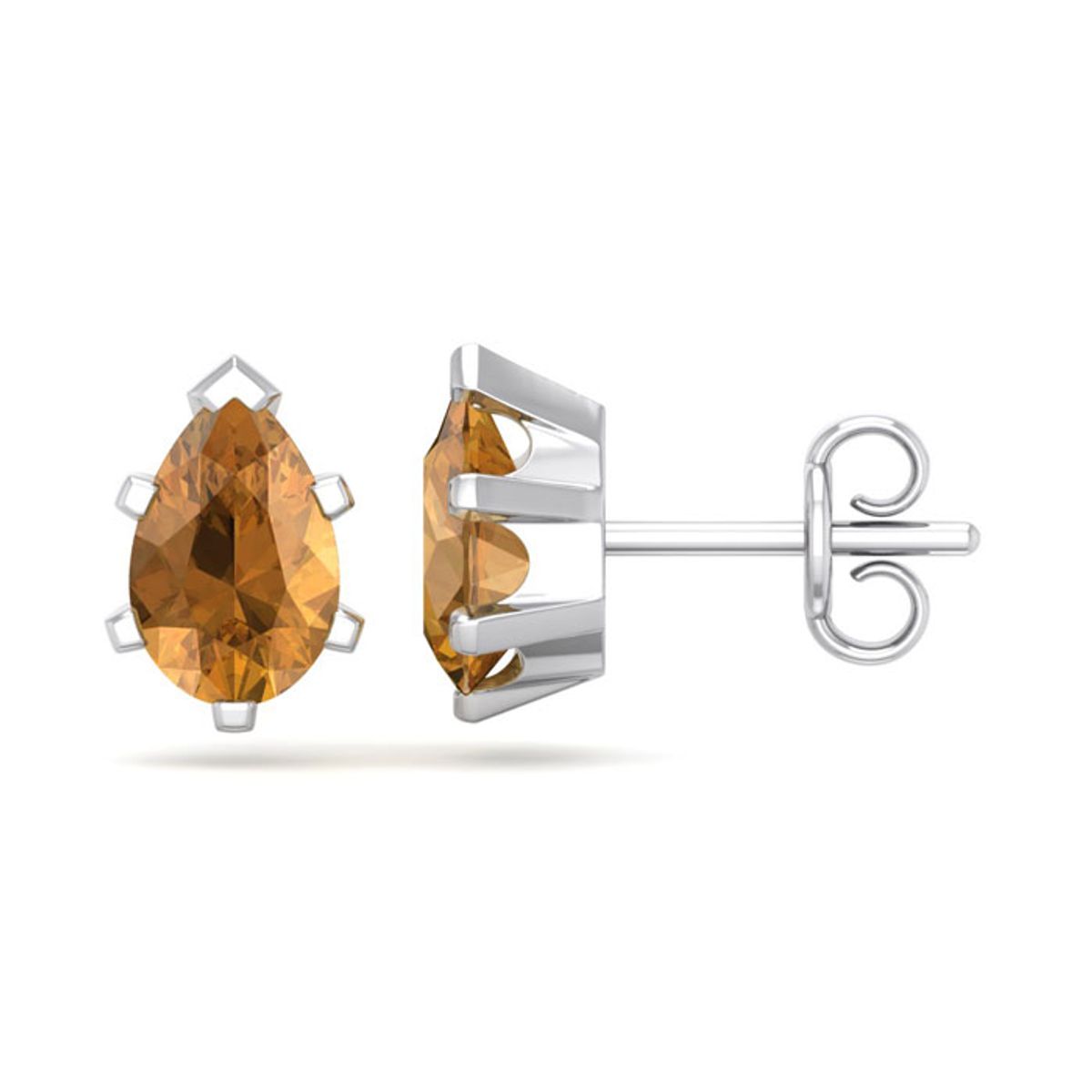 1-1/2-Carat Pear Shape Gemstone Stud Earrings in Sterling Silver - 1.50 CT Pear Shape Citrine Studs In SS-image-SKU11191322