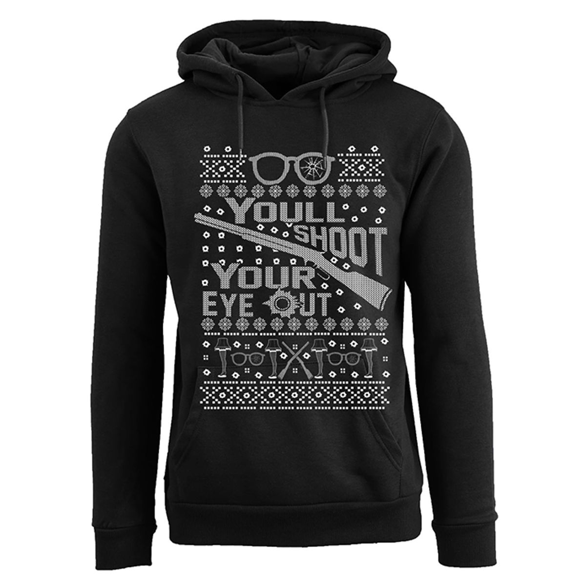 Women's Funny Holiday Pull Over Hoodie - You'll Shoot Your Eye Out - Black - L