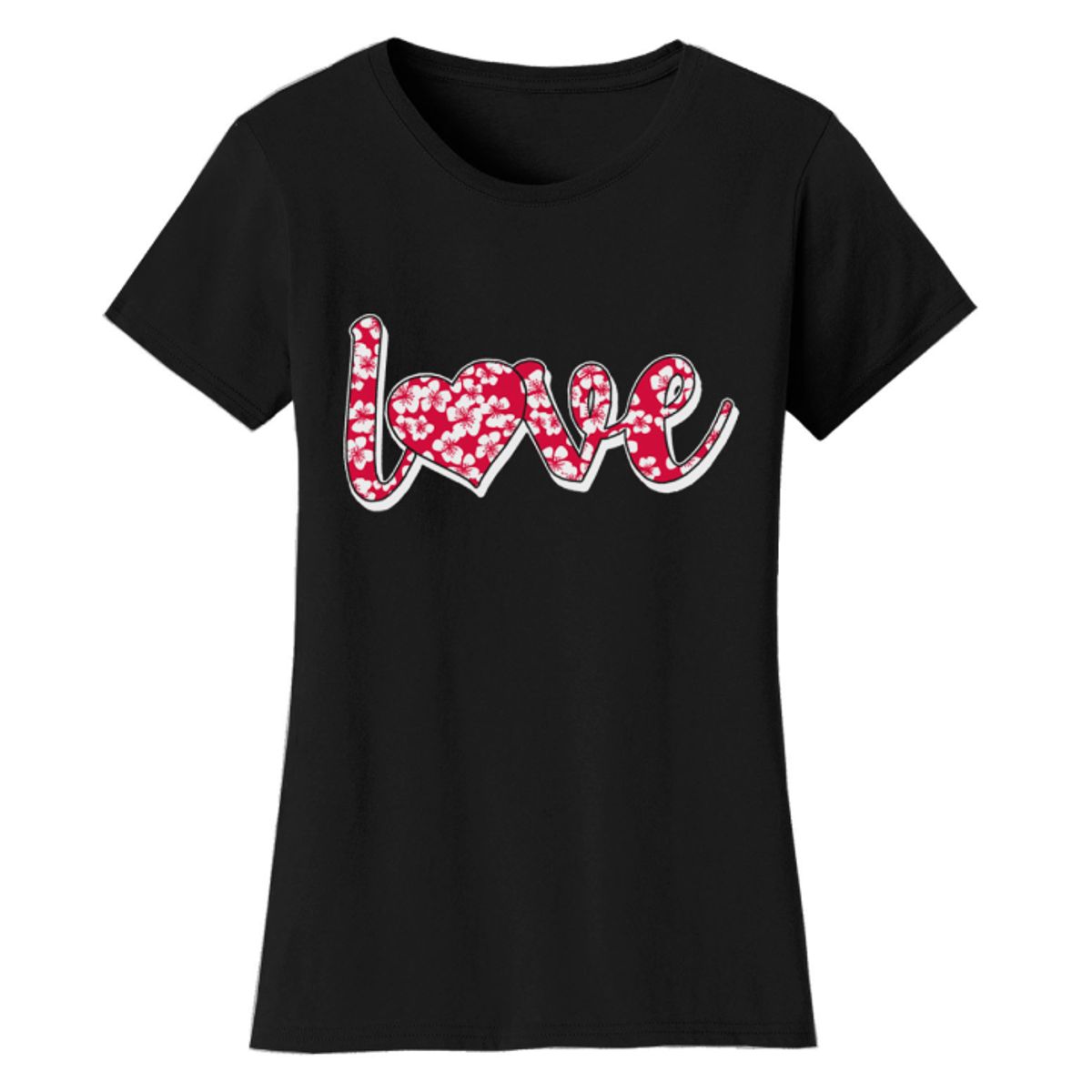 UntilGone – Women’s Valentine’s Day Shirts – T-Shirts – Hibiscus Love – Black / S