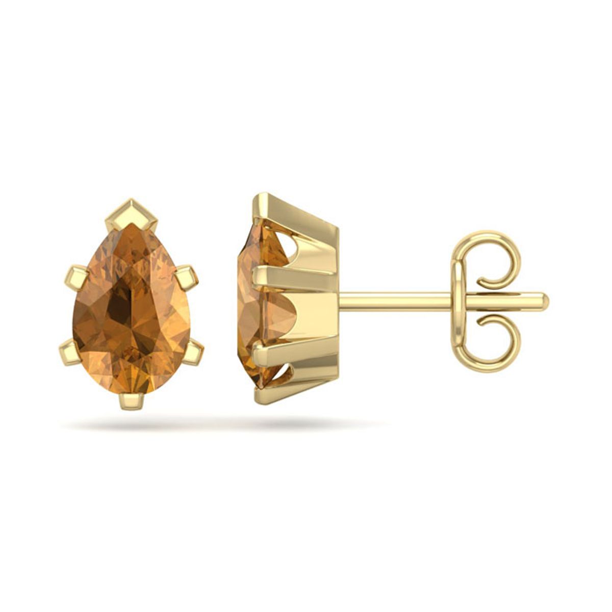 1-1/2-Carat Pear Shape Gemstone Stud Earrings in Sterling Silver - 1.50 CT Pear Shape Citrine Studs In YG
