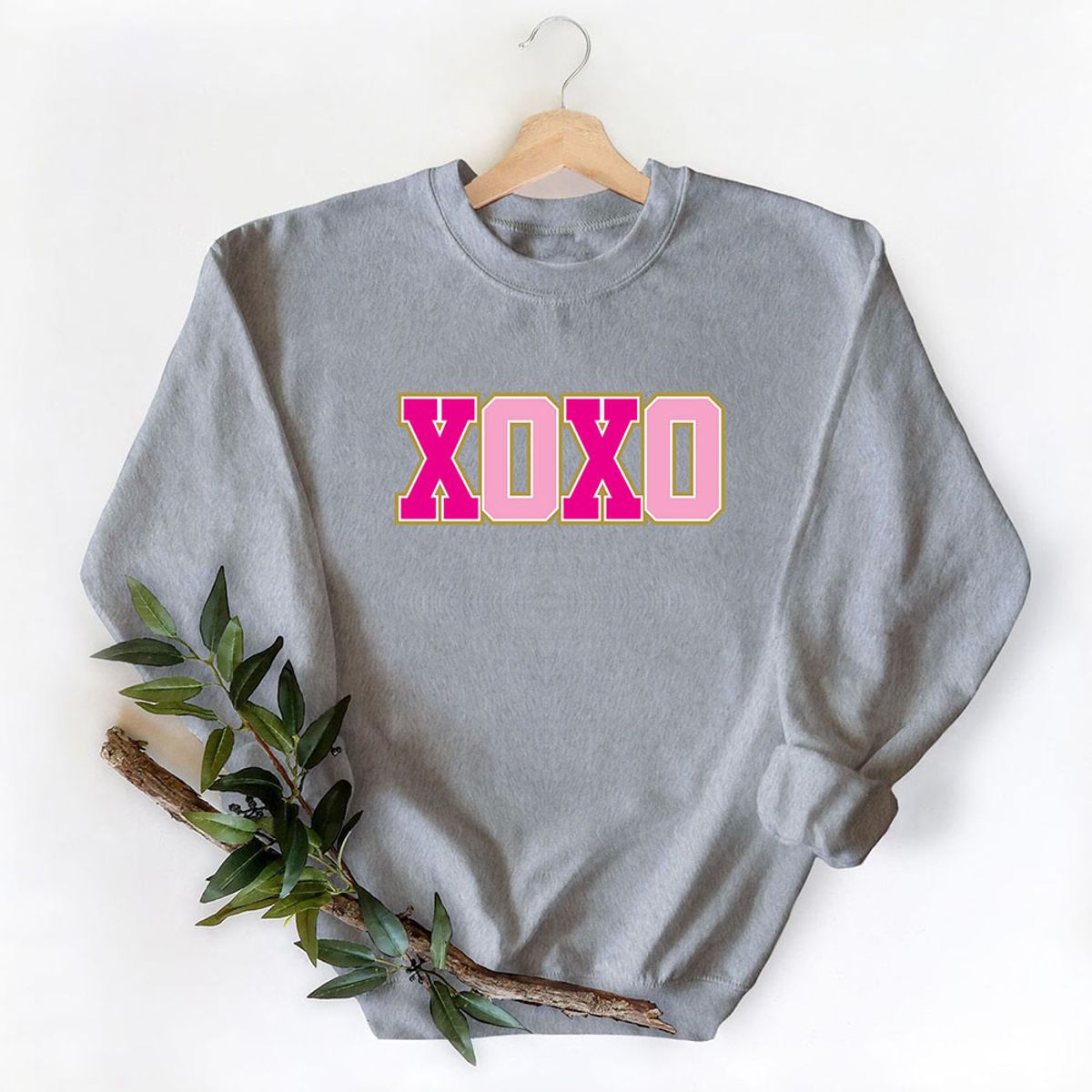 Women's Valentine's Day Sweatshirt - Pink XOXO - H.Grey / L