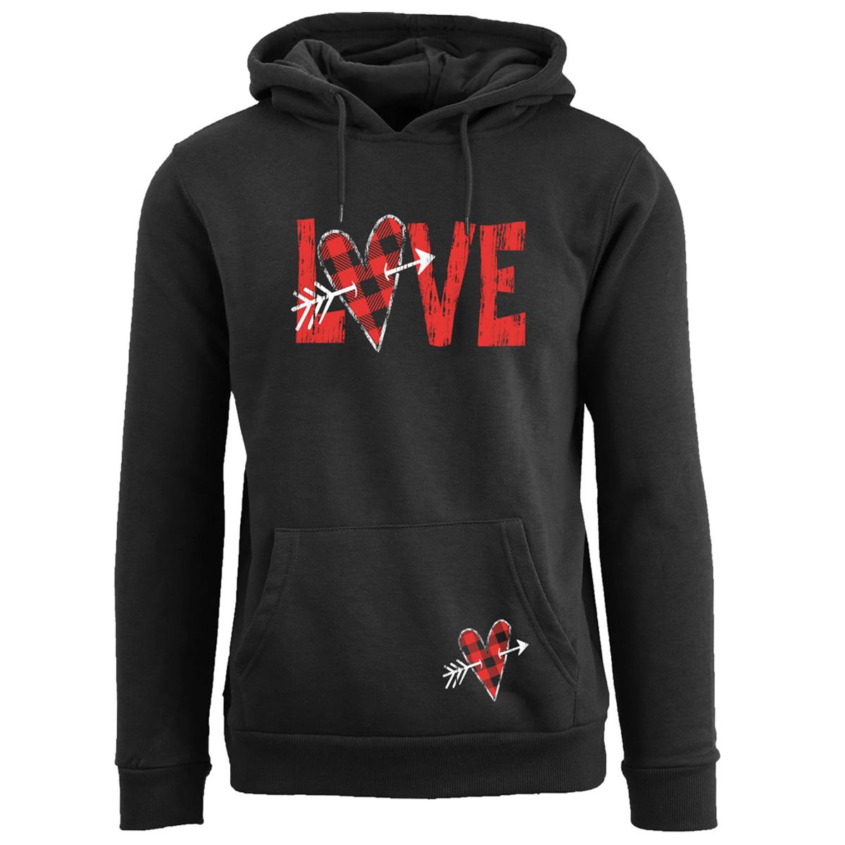 Women's Valentine's Day Hoodie Sweatshirt - Cupid Love - Black / XL