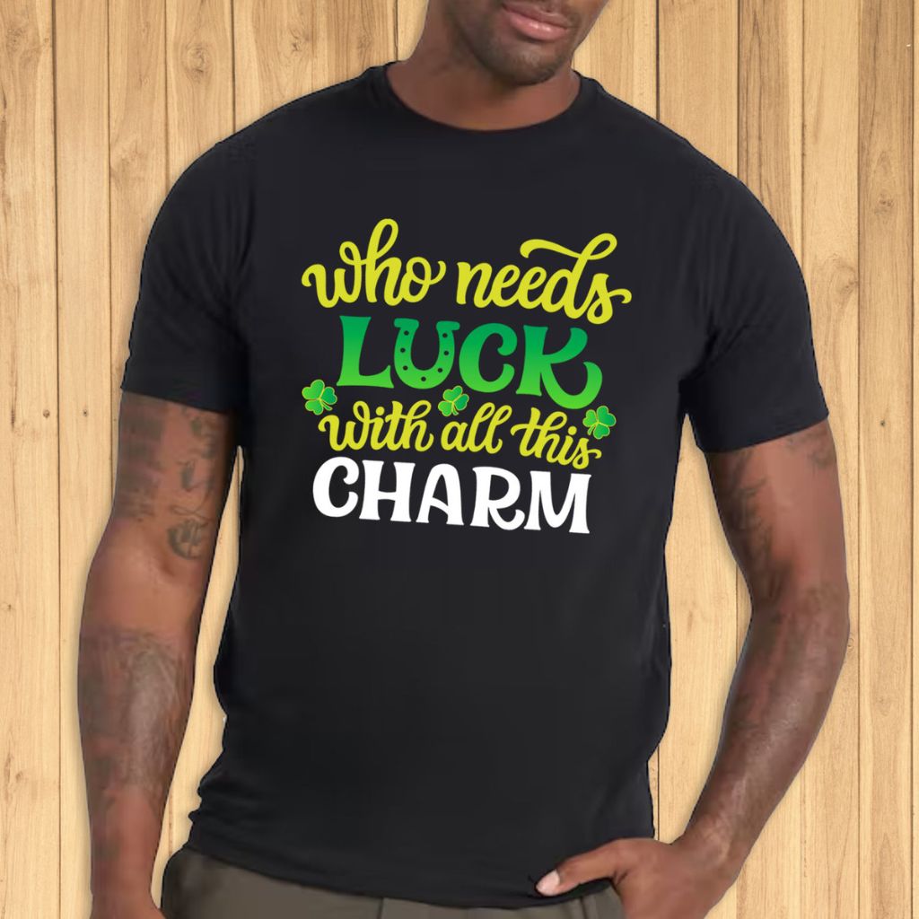 Mens Irish Love St Patricks Day TShirt  2XLarge  Who Needs Luck