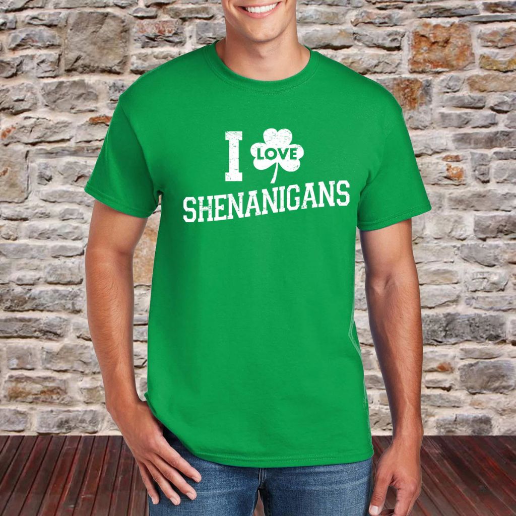 Men's Irish Love St. Patrick's Day T-Shirt - Small - I Love Shenanigans