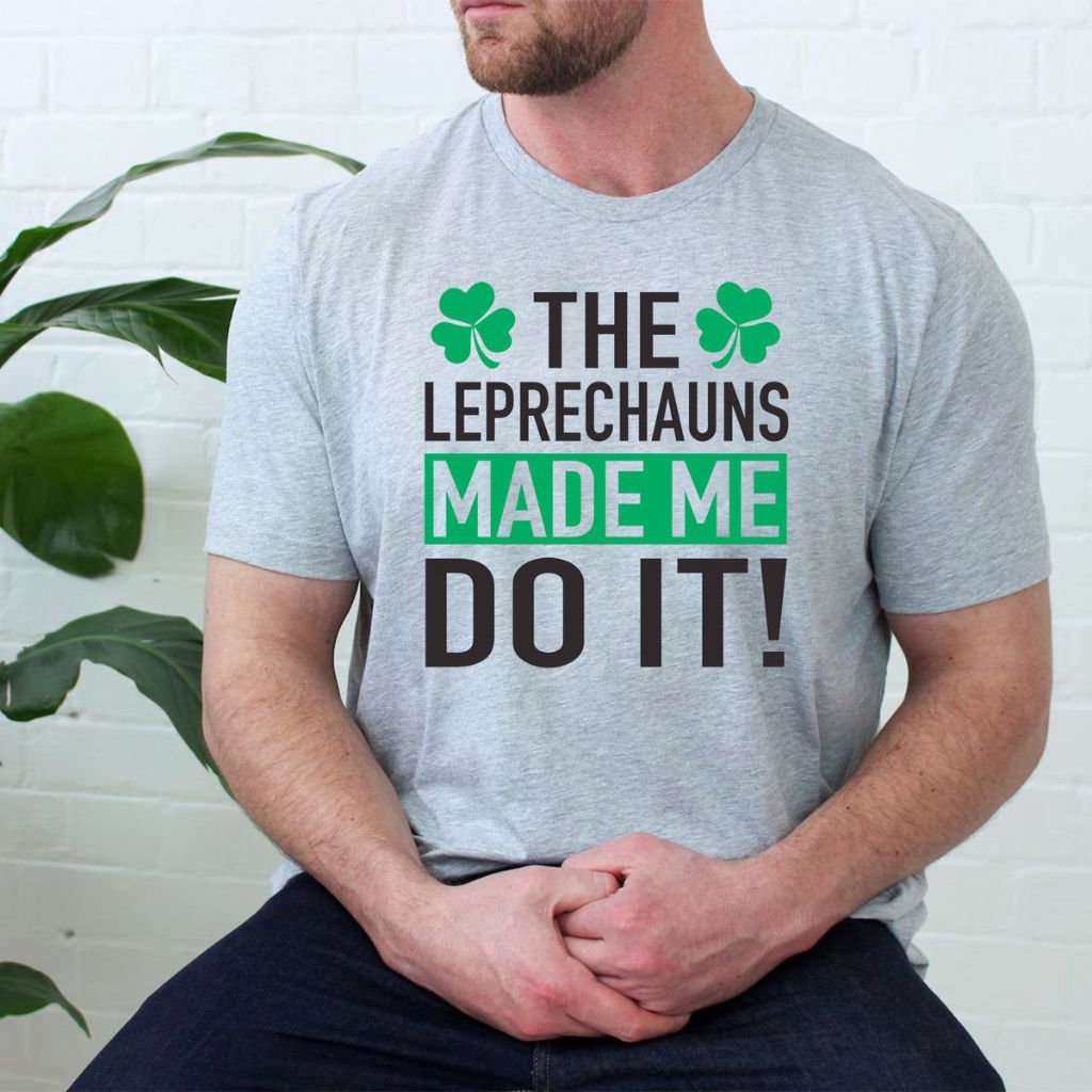 Mens Irish Love St Patricks Day TShirt  Large  The Leprechauns Made Me Do It