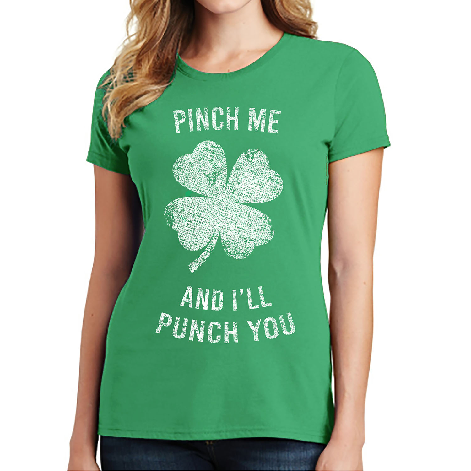 Women's St. Patrick's Day Lucky T-Shirts - Pinch Me & I'll Punch You -M