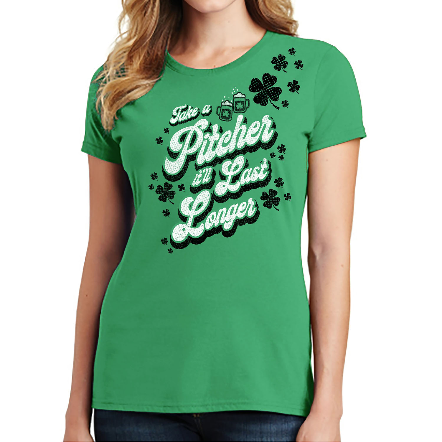 Women's St. Patrick's Day Lucky T-Shirts - Last Longer - 2XL