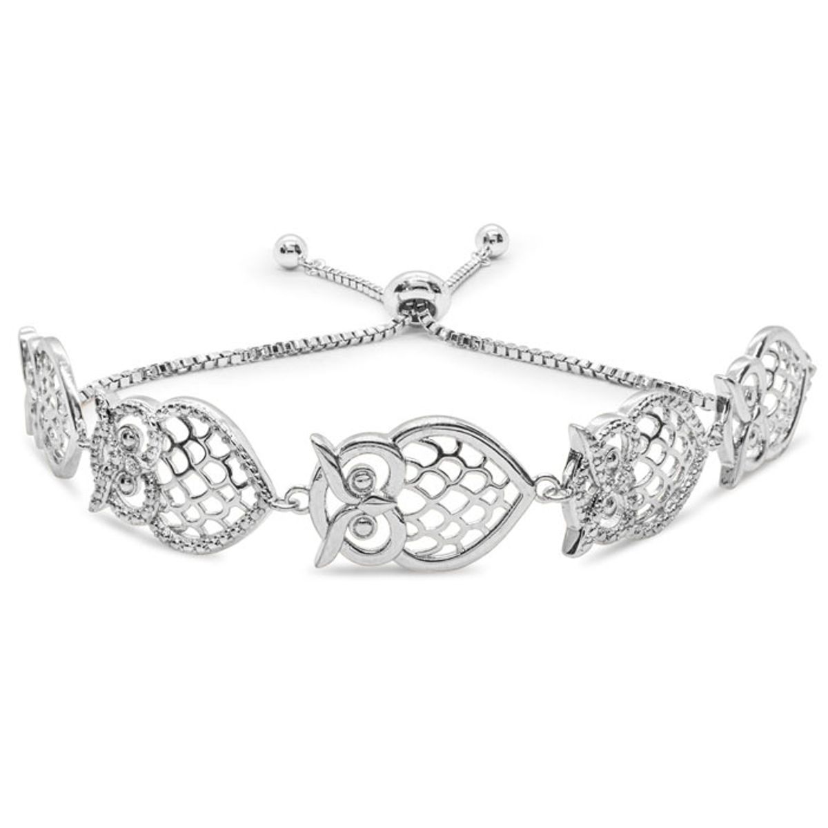 Diamond Accent Animal Adjustable Bolo Bracelet  Diamond Accent Owl Bolo Bracelet