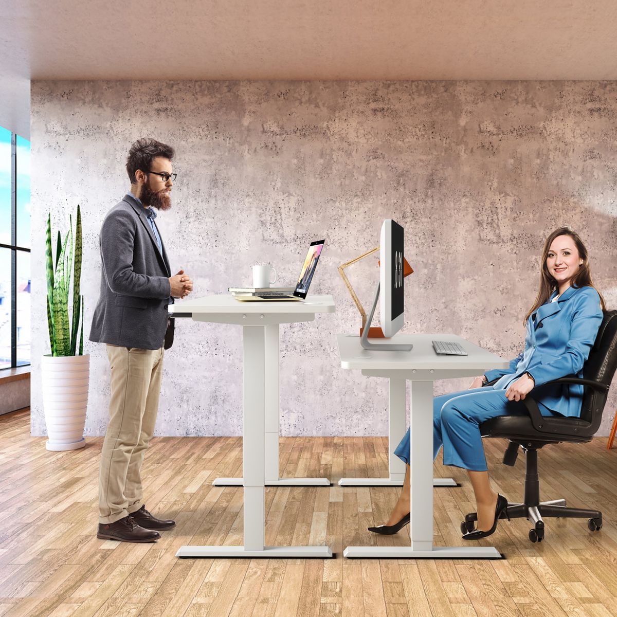 23-Inch Electric Adjustable Standing Desk - Desk Frame White