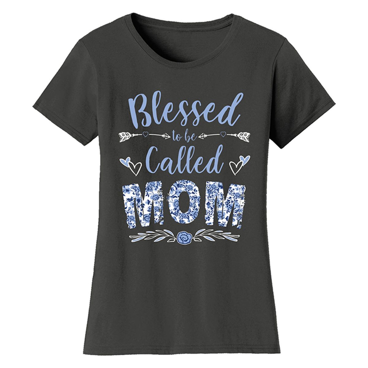 Women's Floral Mother's Day T-Shirts - Mom - Charcoal / M