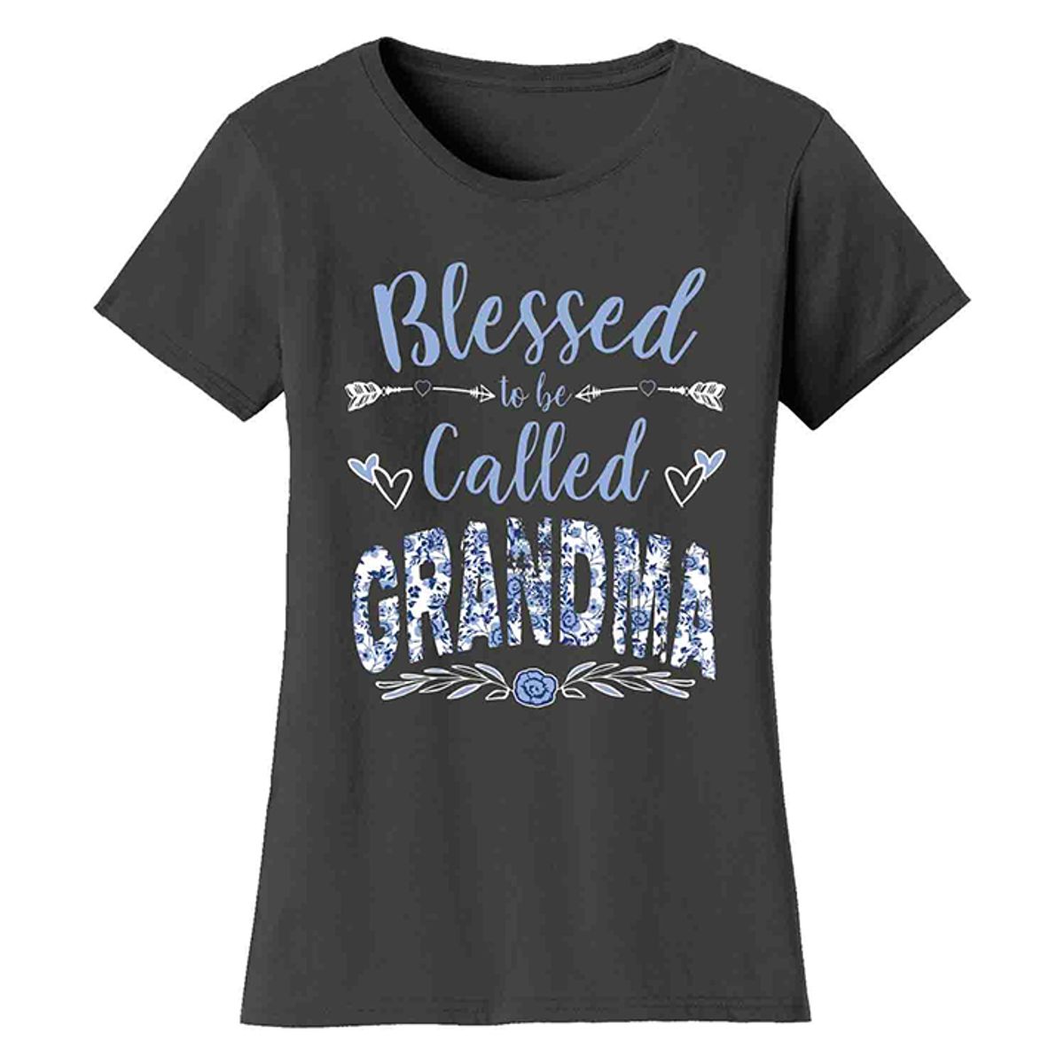 Women's Floral Mother's Day T-Shirts - Grandma - Charcoal / 2XL