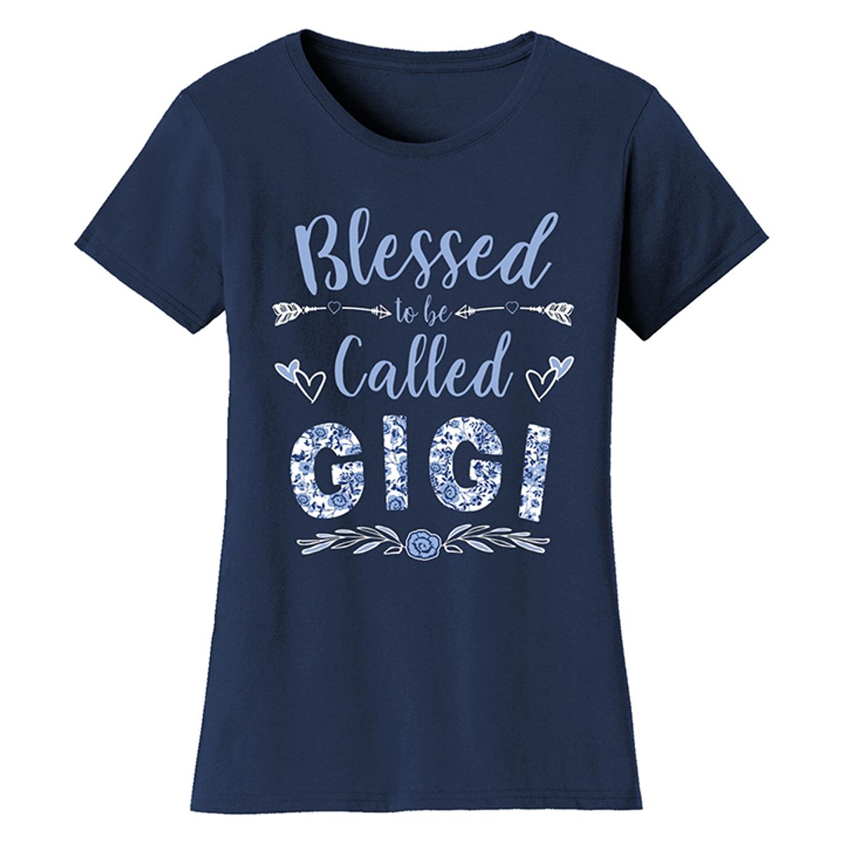 Women's Floral Mother's Day T-Shirts - Gigi - Navy / L