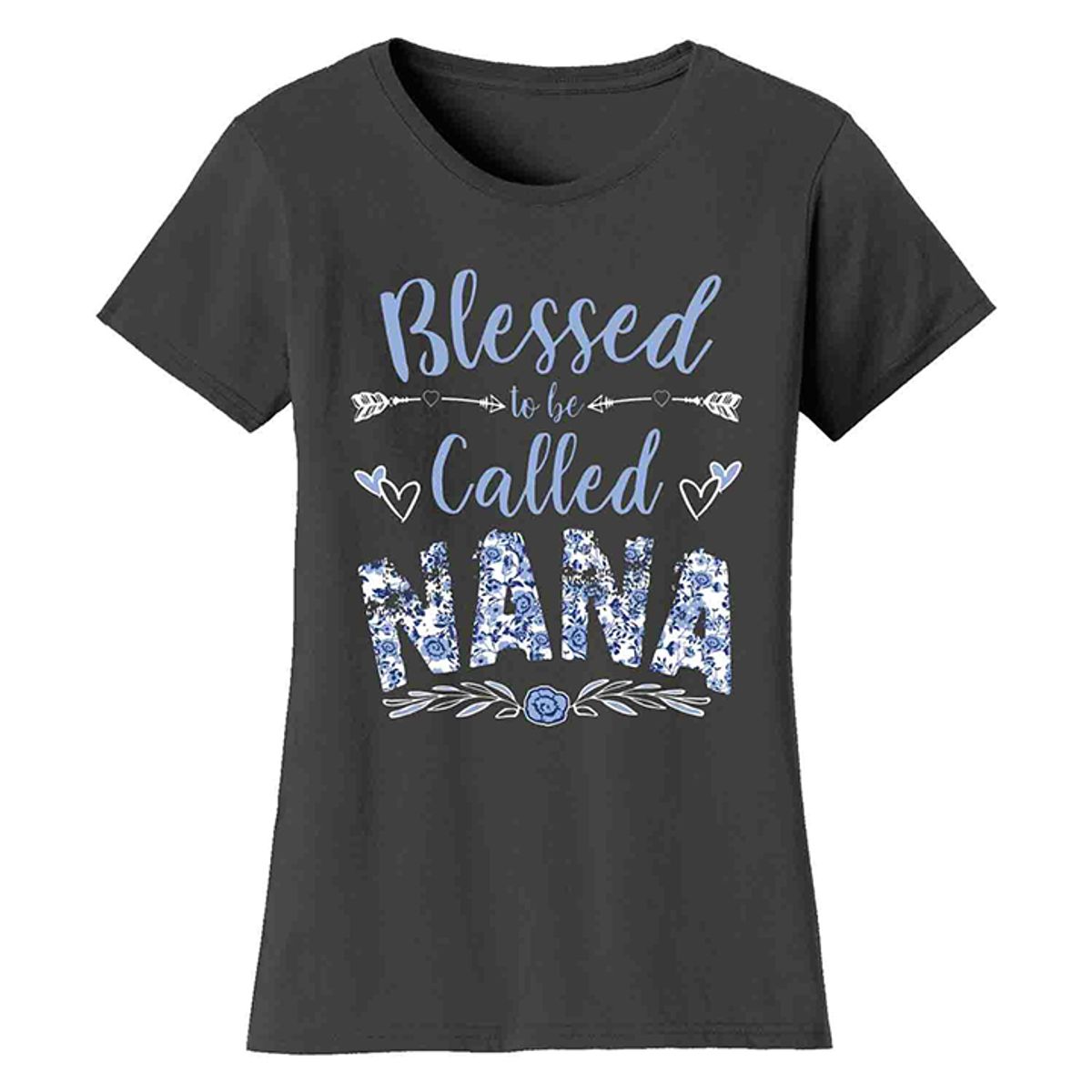Women's Floral Mother's Day T-Shirts - Nana - Charcoal / S