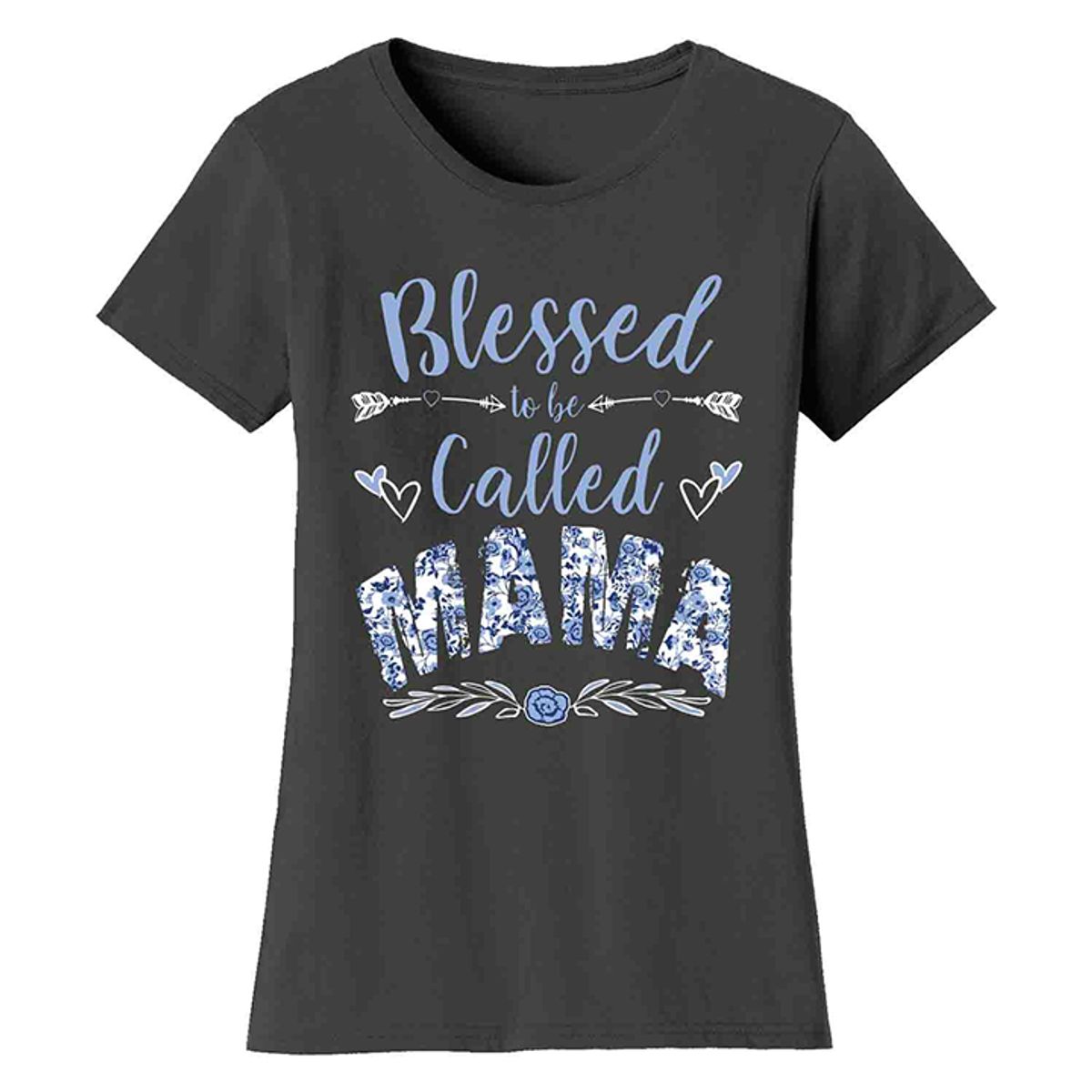 Women's Floral Mother's Day T-Shirts - Mama - Charcoal / M
