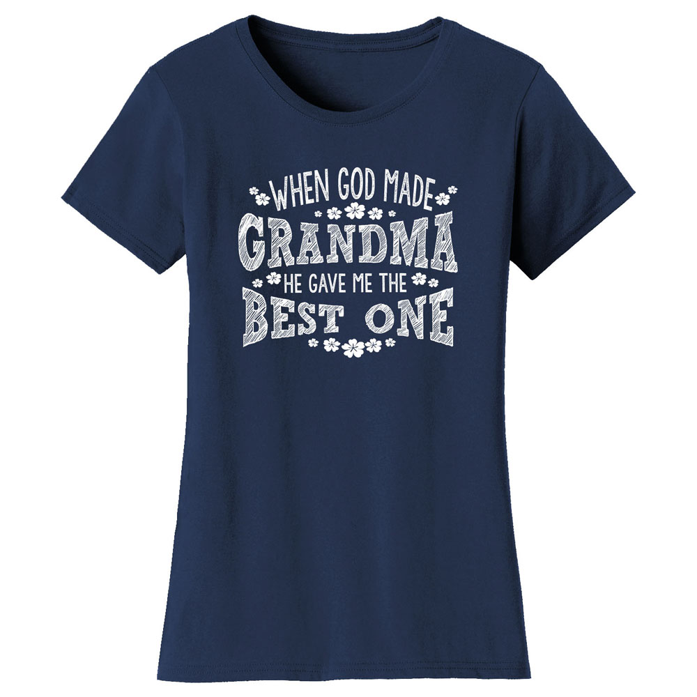 Greatest Blessing Mother's Day T-Shirt - GRANDMA He gave Me The Best One - Navy / M
