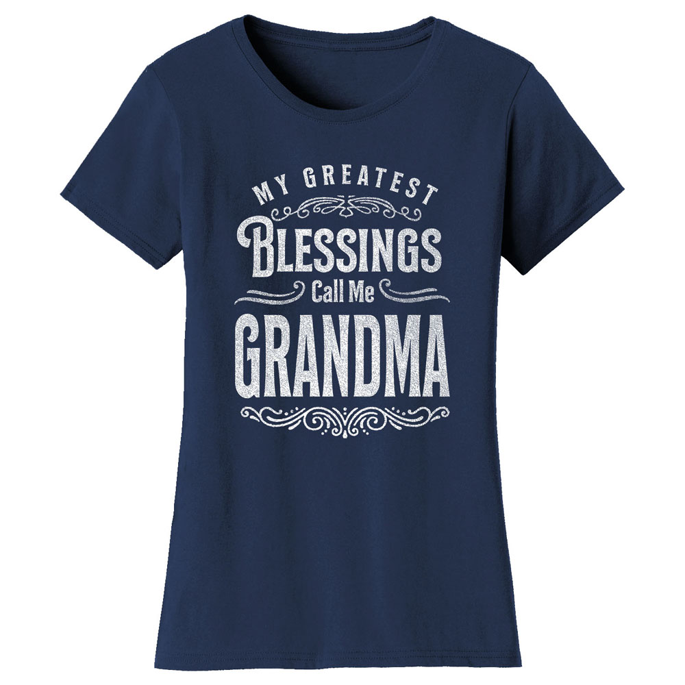Greatest Blessing Mother's Day T-Shirt - My Greatest Blessings Call Me GRANDMA - Navy / L