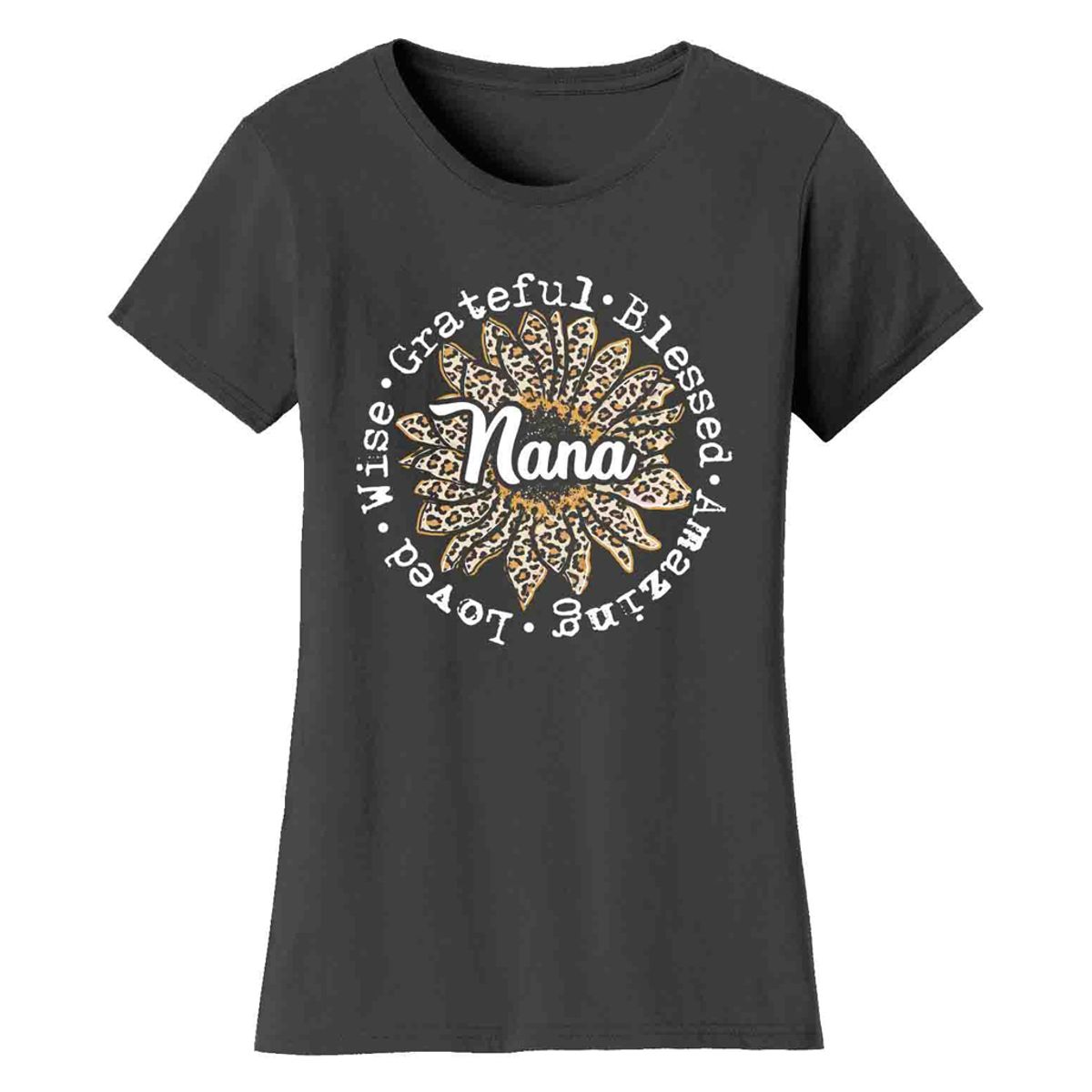 Leopard Sunflower Mother's Day T-Shirts - Women's Leopard Sunflower Mother's Day T-Shirts - Nana - Charcoal / M